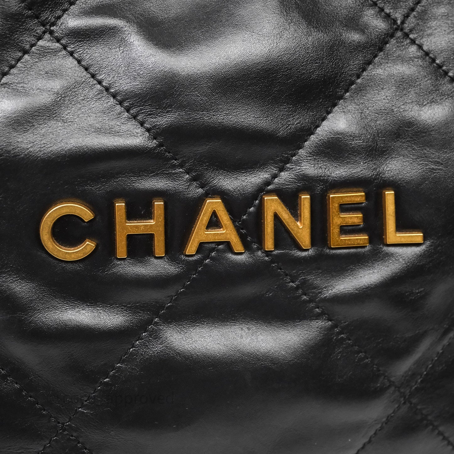 Chanel 22 Bag Small Black Shiny Calfskin Aged Gold Hardware