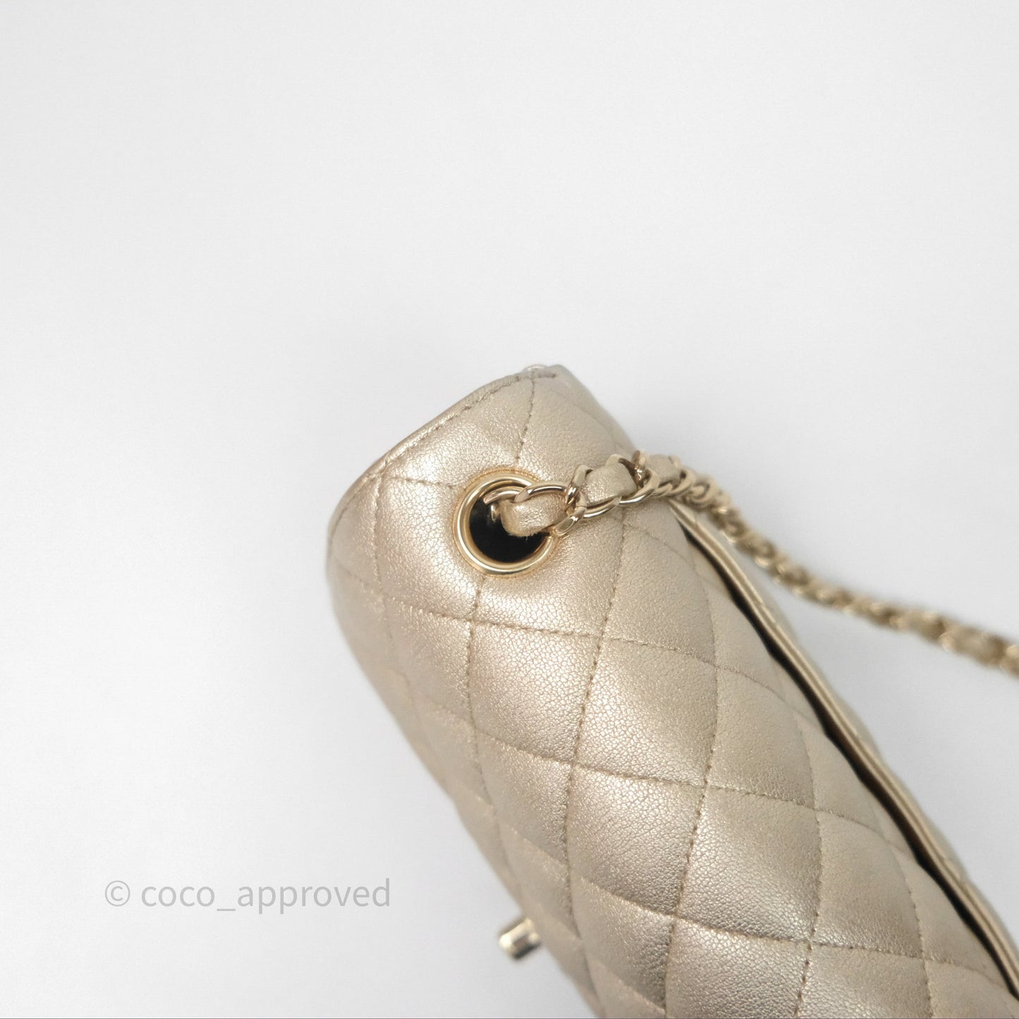 Chanel Quilted Mini Rectangular Iridescent Gold Lambskin Gold Hardware