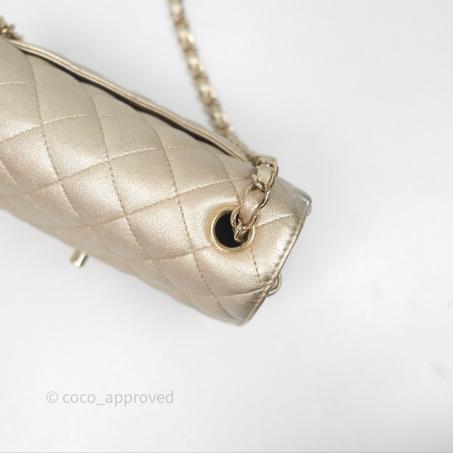 Chanel Quilted Mini Rectangular Iridescent Gold Lambskin Gold Hardware
