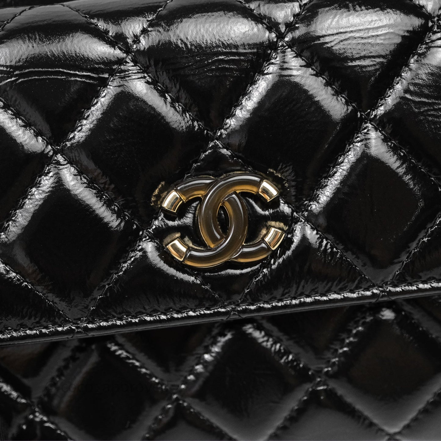 Chanel Quilted Clutch With Chain Black Gold Hardware