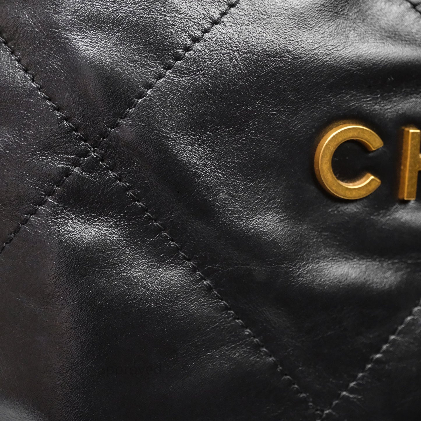 Chanel 22 Bag Small Black Shiny Calfskin Aged Gold Hardware
