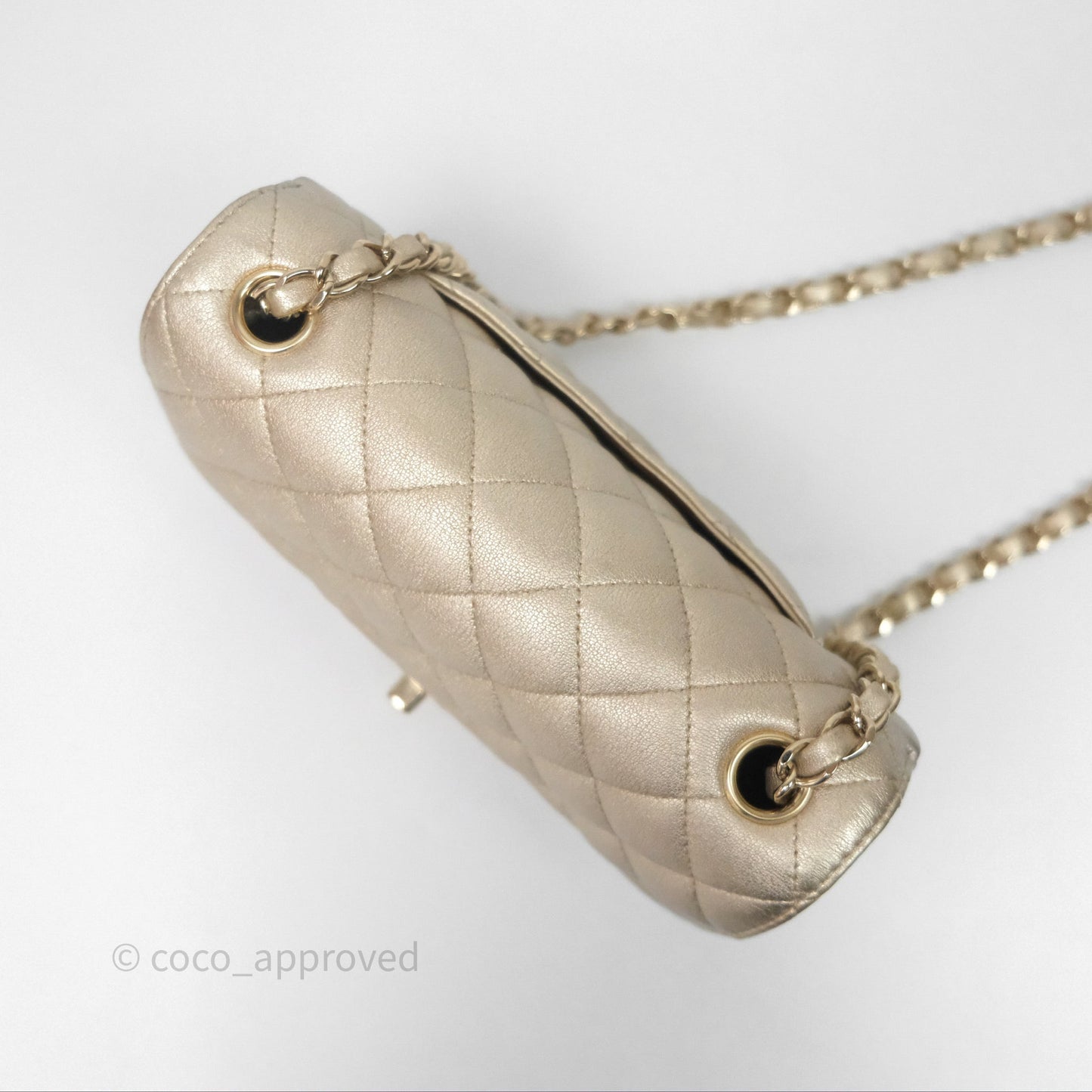 Chanel Quilted Mini Rectangular Iridescent Gold Lambskin Gold Hardware