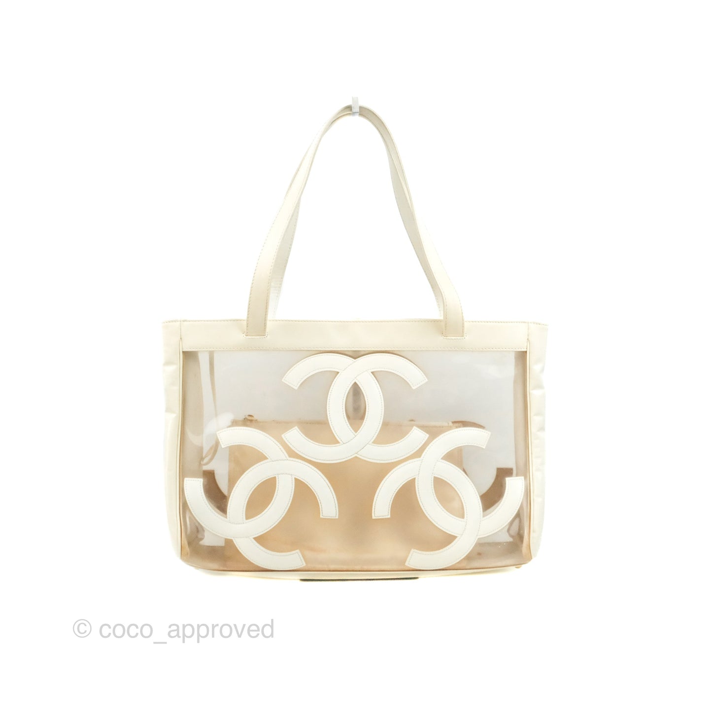 Chanel Vintage Clear Vinyl Tote Bag White Patent