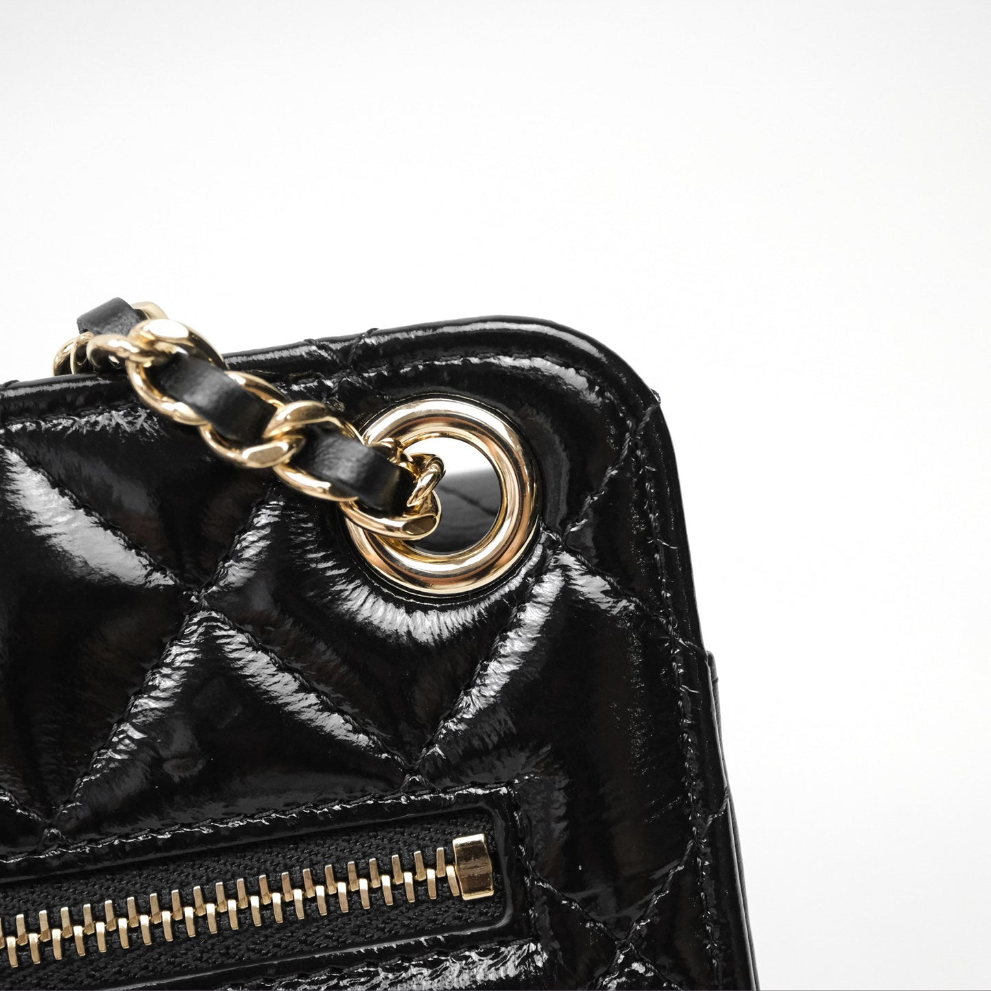 Chanel Quilted Clutch With Chain Black Gold Hardware