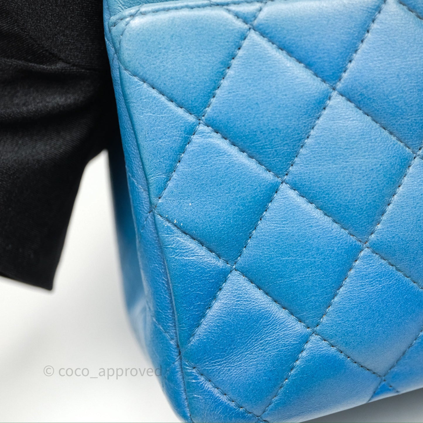 Chanel Classic M/L Medium Flap Quilted Ombre Blue Lambskin Gold Hardware