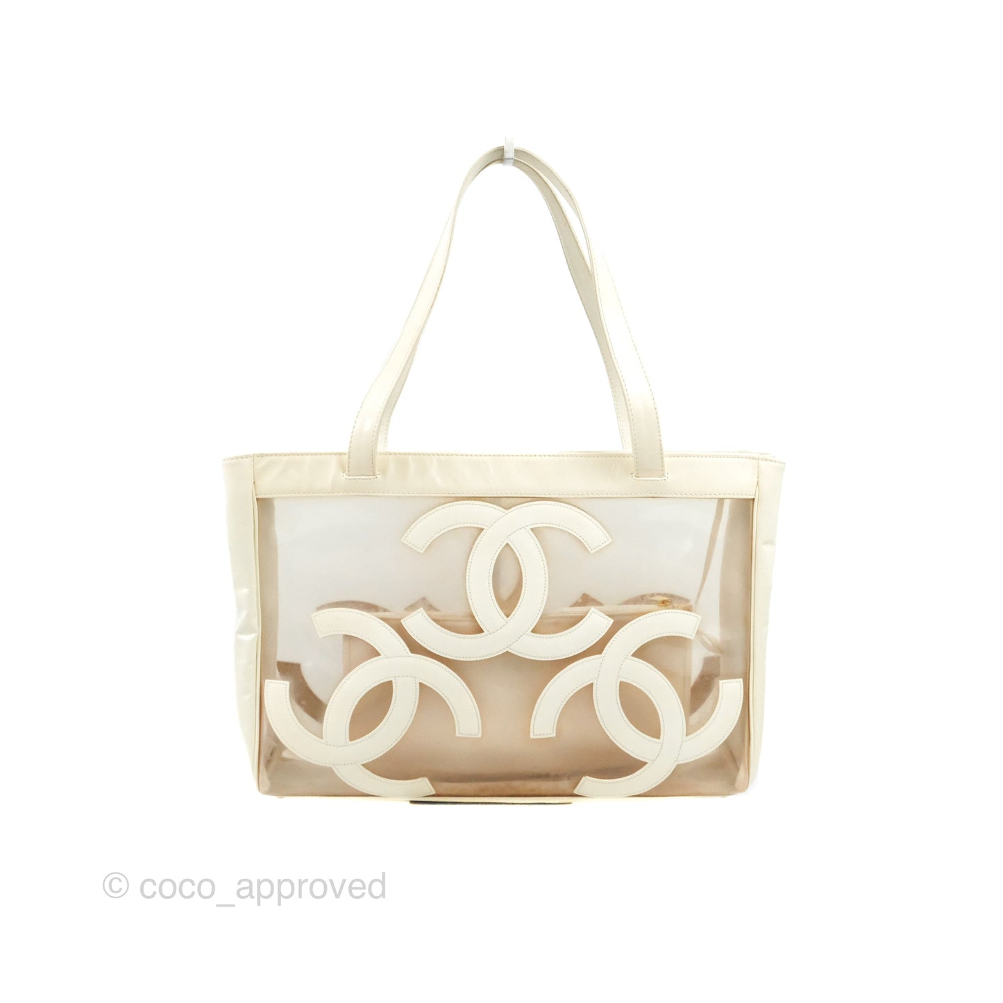 Chanel Vintage Clear Vinyl Tote Bag White Patent
