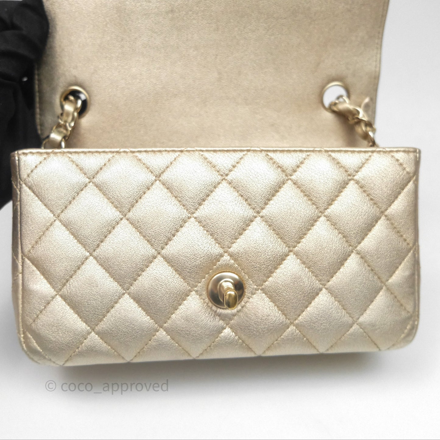 Chanel Quilted Mini Rectangular Iridescent Gold Lambskin Gold Hardware
