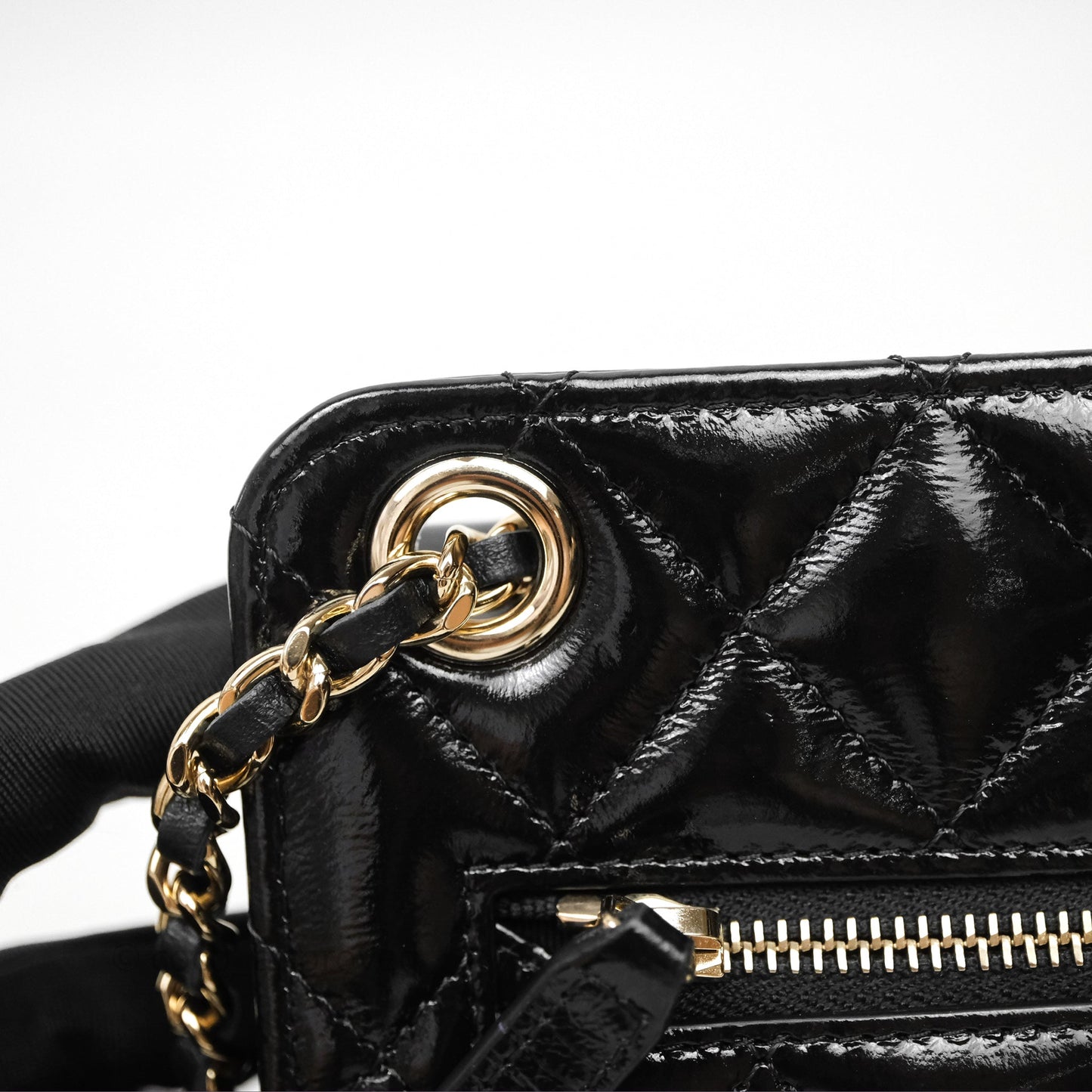Chanel Quilted Clutch With Chain Black Gold Hardware