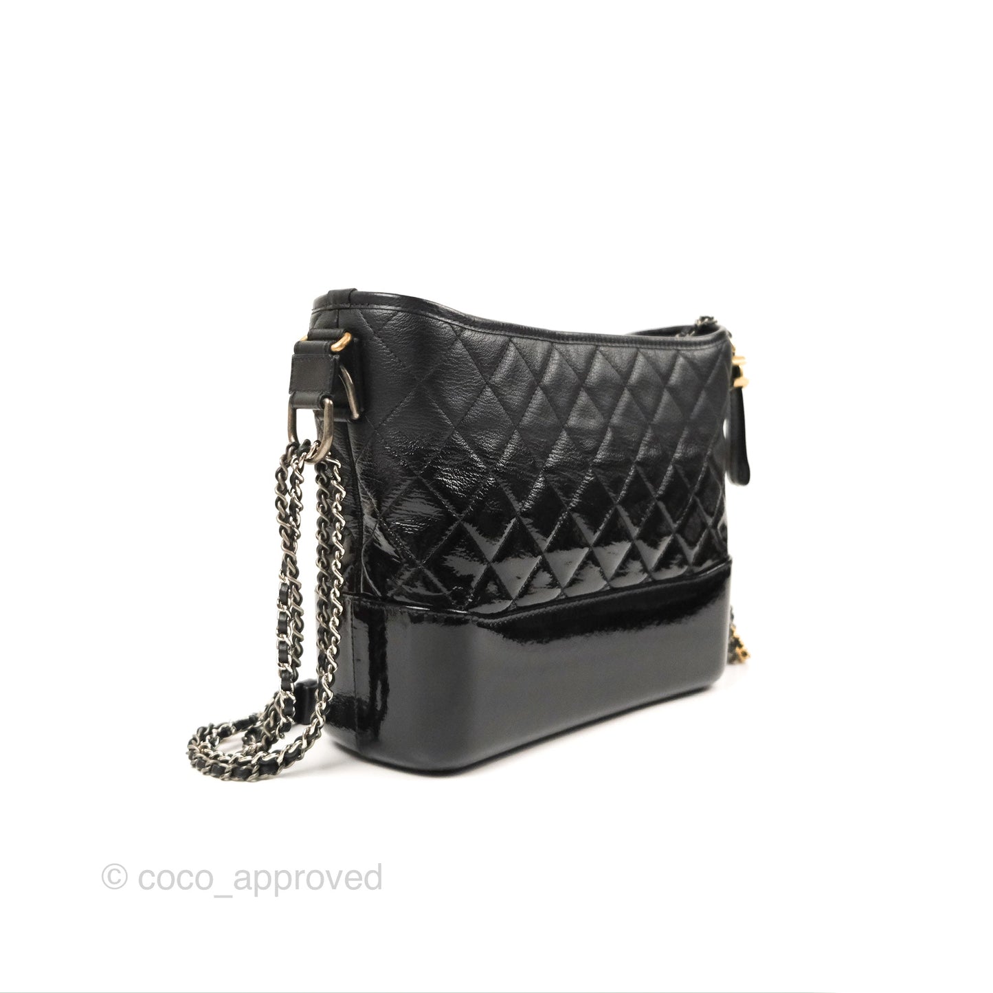 Chanel Large Gabrielle Hobo Black Patent Goatskin Mixed Hardware 18S