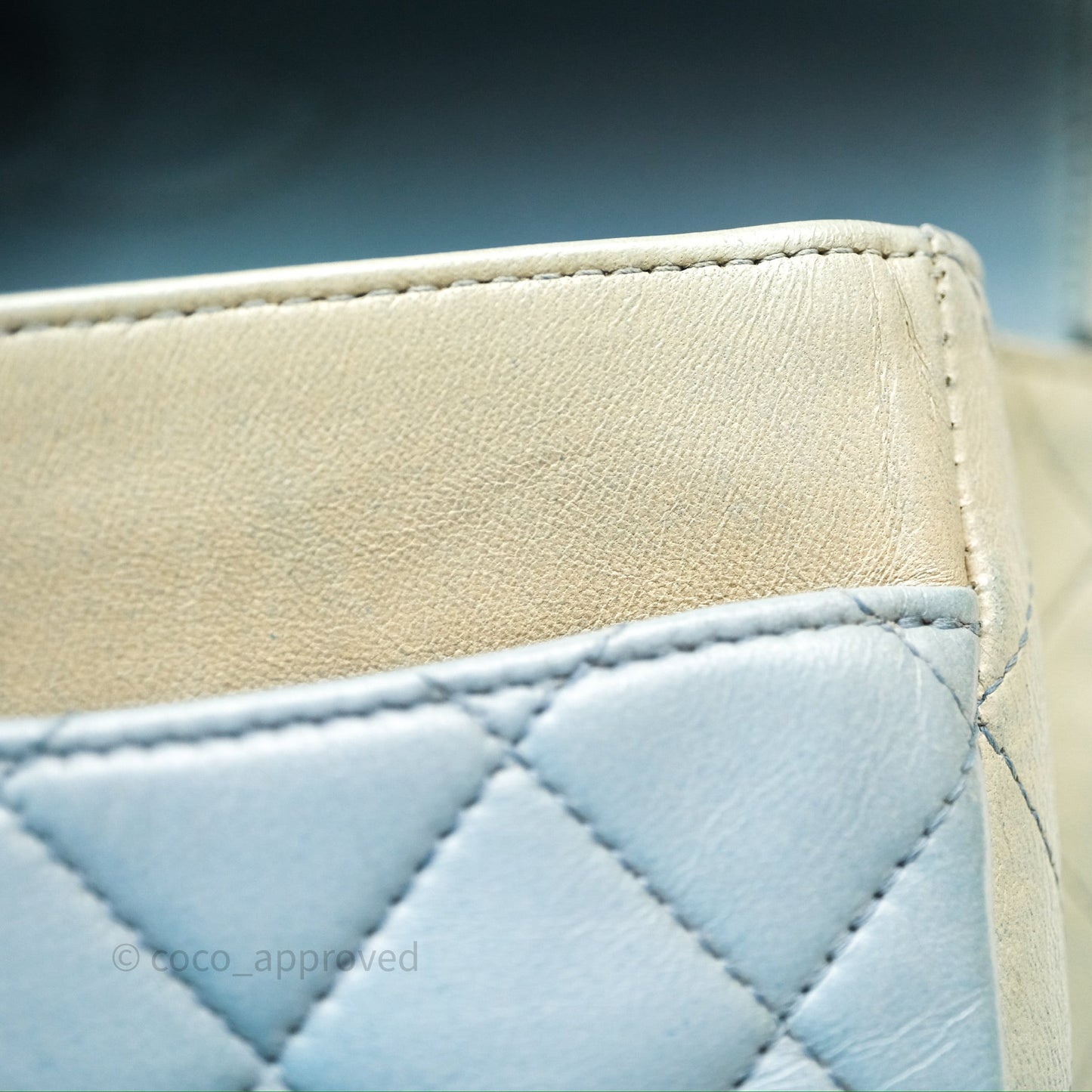 Chanel Classic M/L Medium Flap Quilted Ombre Blue Lambskin Gold Hardware