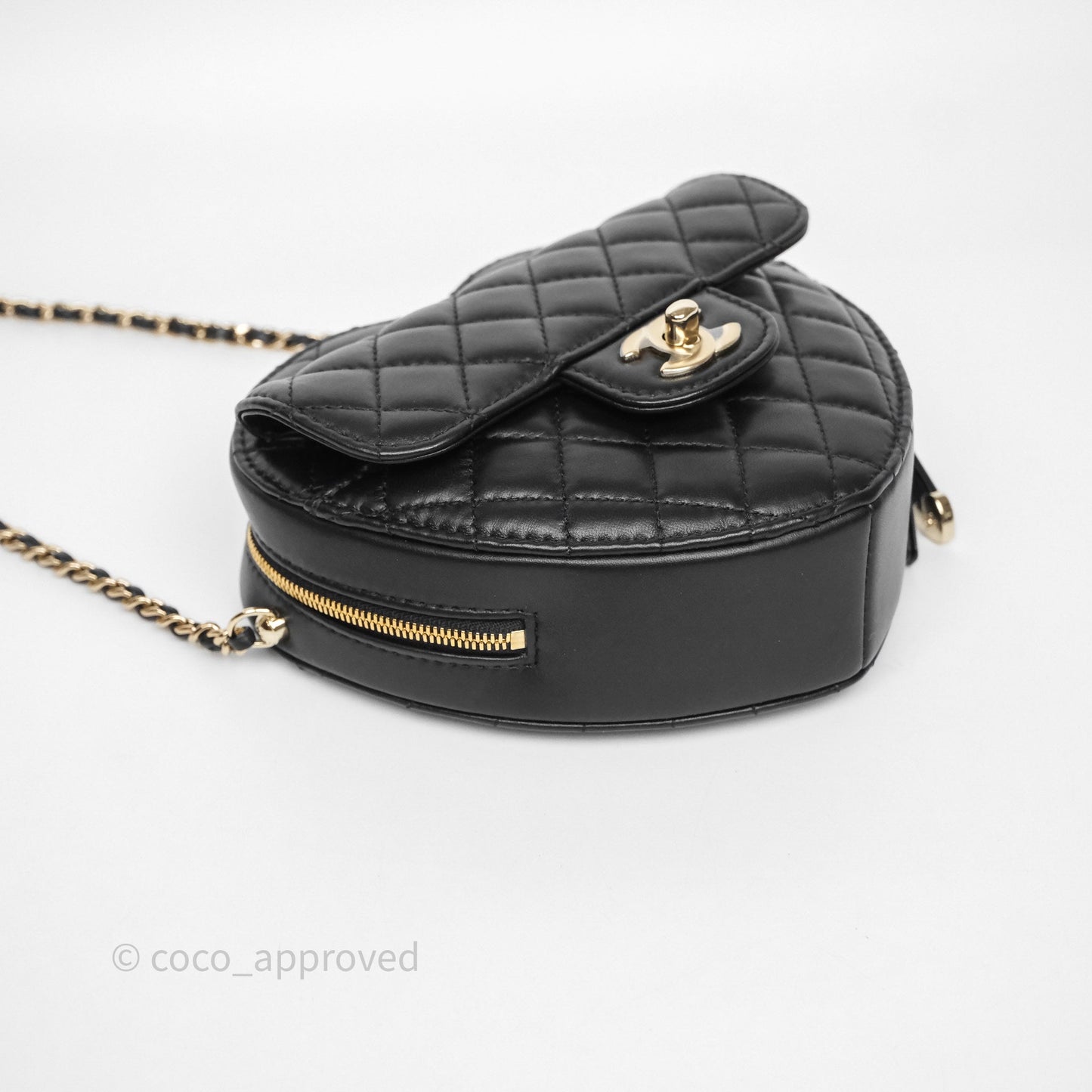 Chanel Large Heart Bag Black Lambskin Gold Hardware 22S