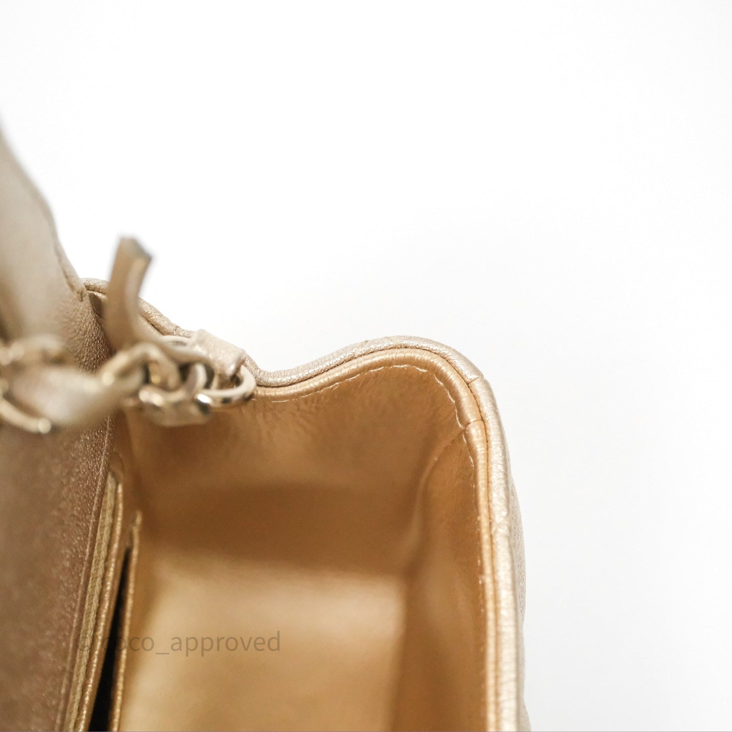 Chanel Quilted Mini Rectangular Iridescent Gold Lambskin Gold Hardware