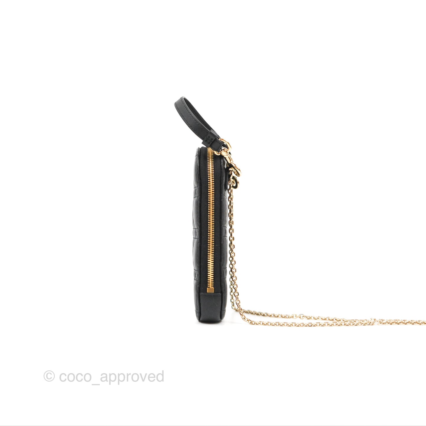 Christian Dior Lady Dior Phone Holder Black Cannage Lambskin