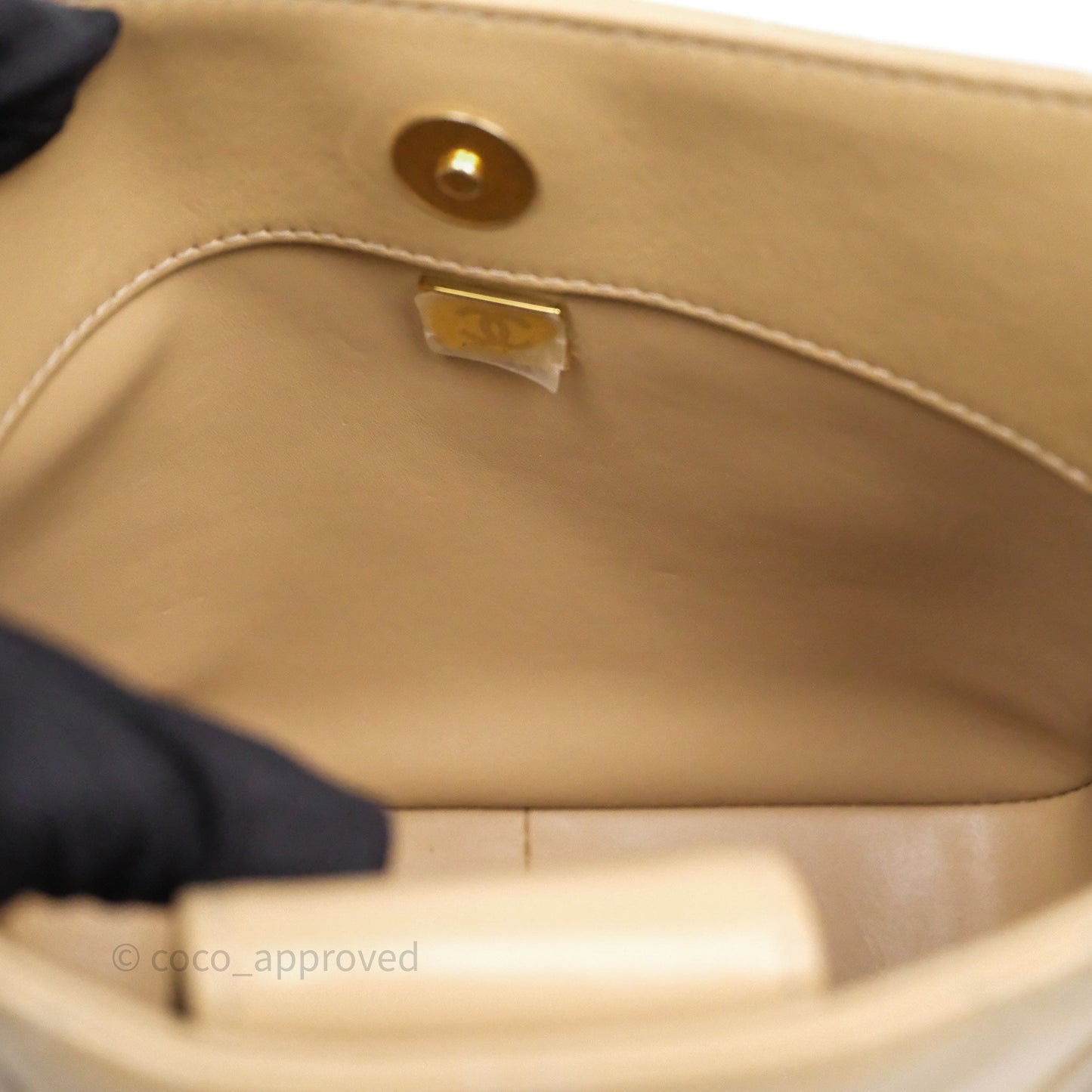 Chanel Quilted Hobo Tote Bag Beige Aged Gold Hardware