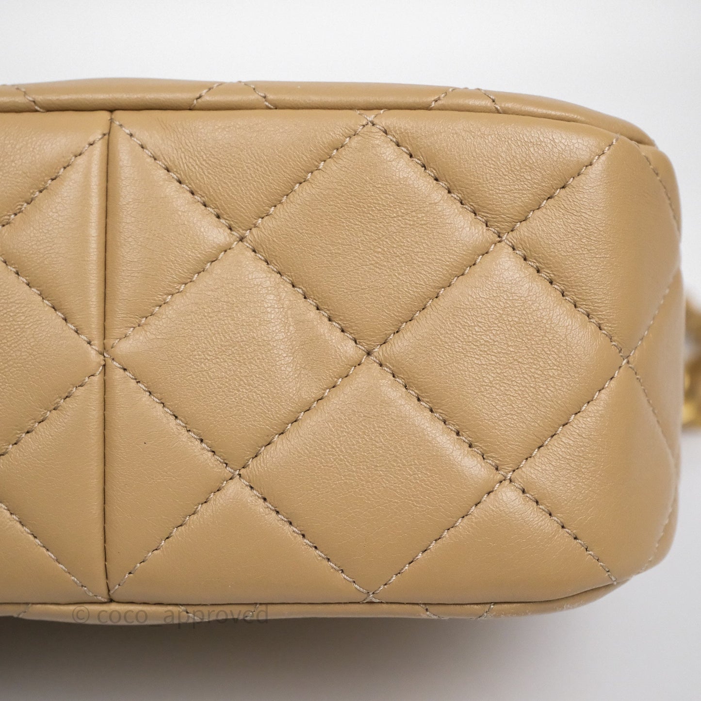 Chanel Quilted Hobo Tote Bag Beige Aged Gold Hardware