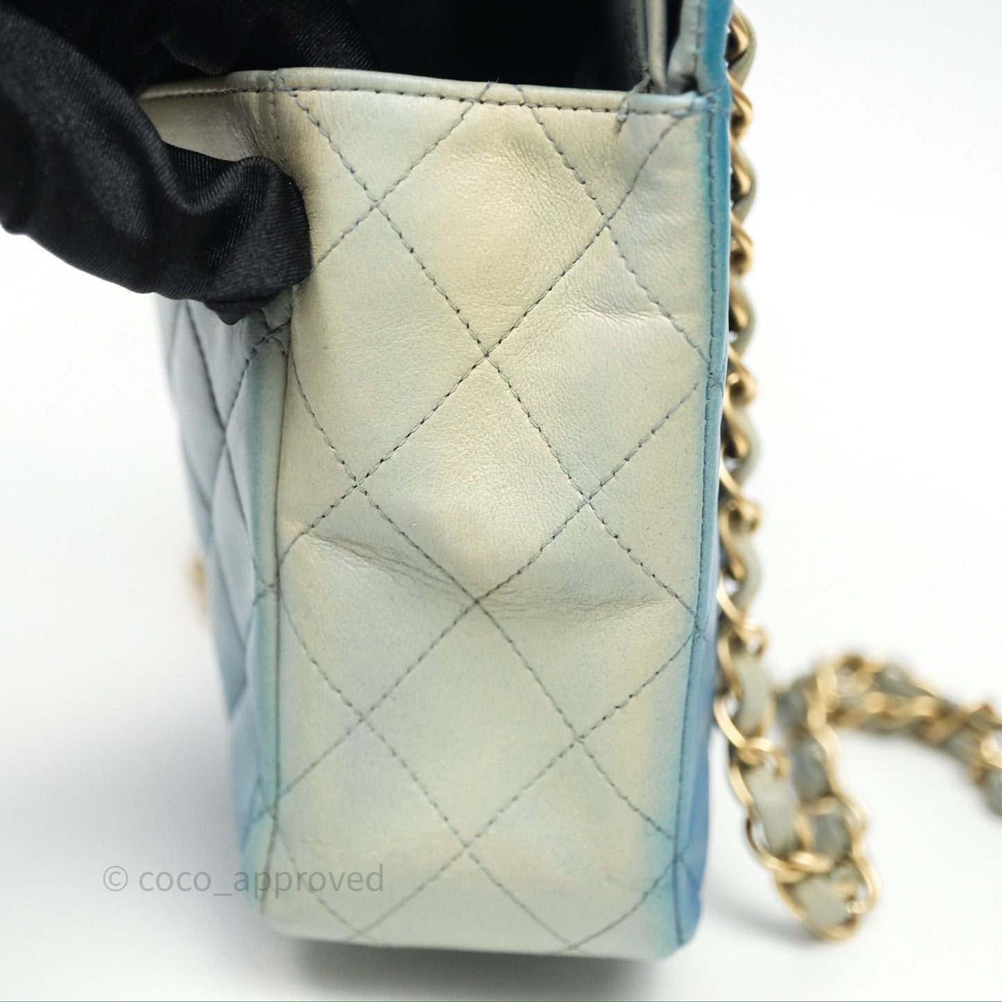 Chanel Classic M/L Medium Flap Quilted Ombre Blue Lambskin Gold Hardware