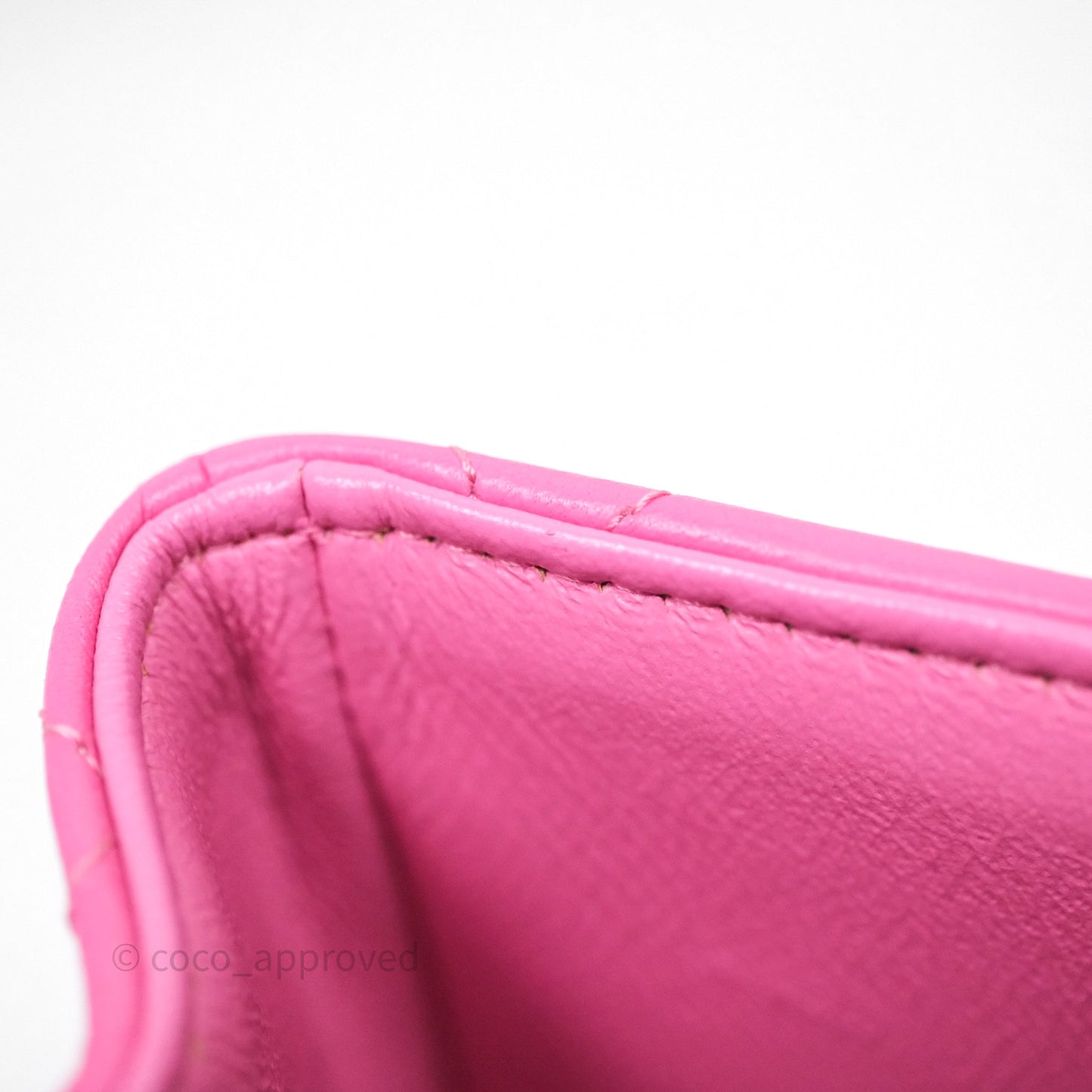 Chanel Mini Square Flap Quilted Pink Lambskin Silver Hardware