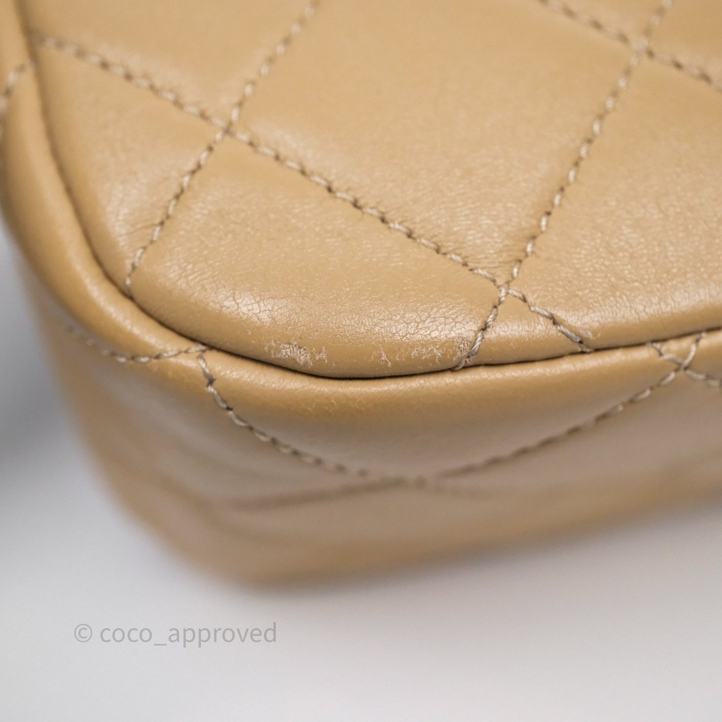 Chanel Quilted Hobo Tote Bag Beige Aged Gold Hardware
