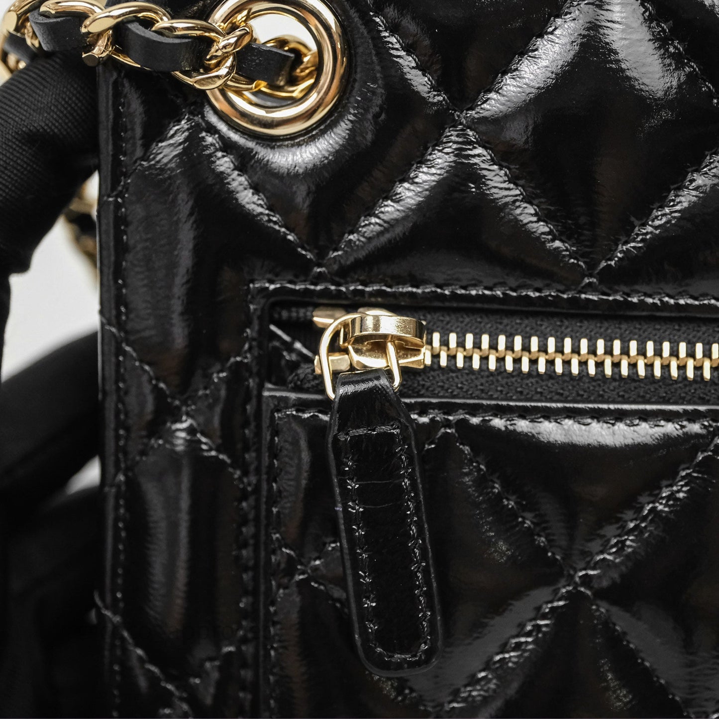 Chanel Quilted Clutch With Chain Black Gold Hardware