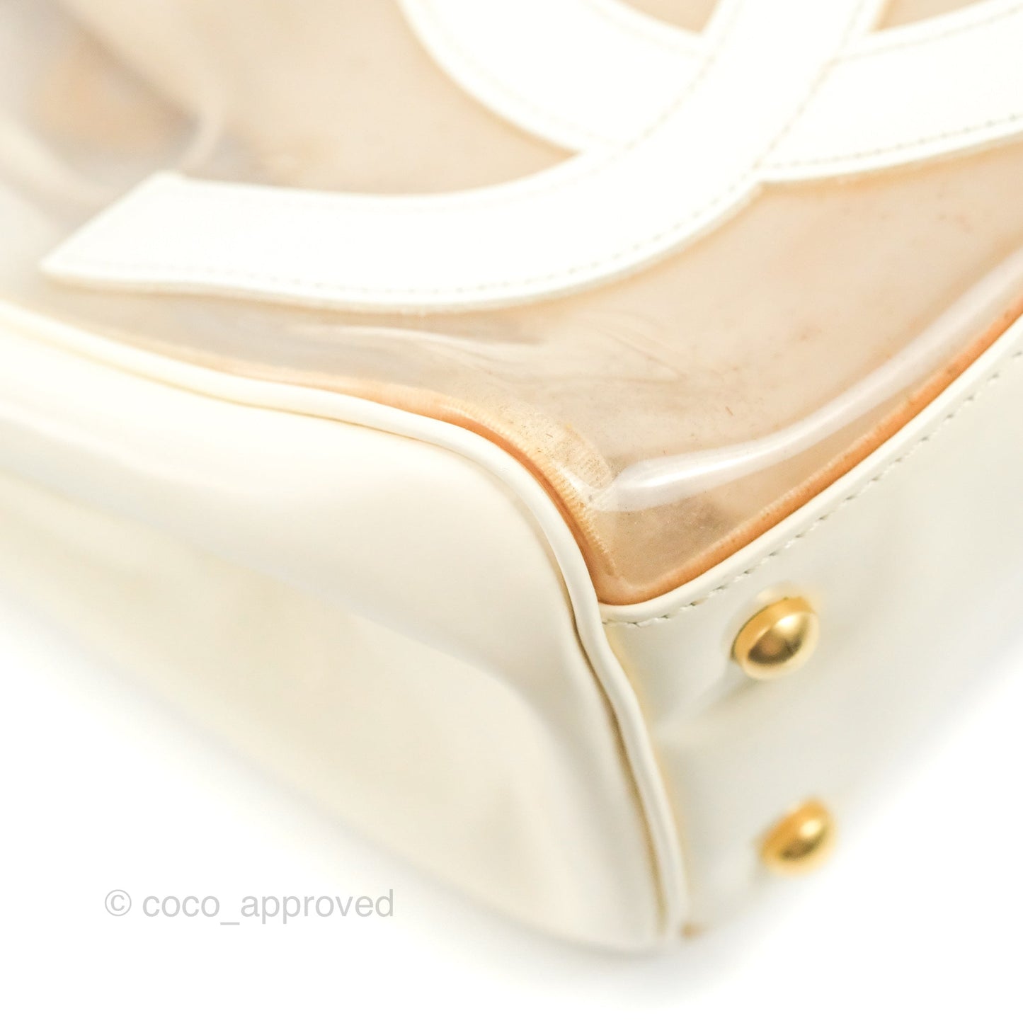 Chanel Vintage Clear Vinyl Tote Bag White Patent