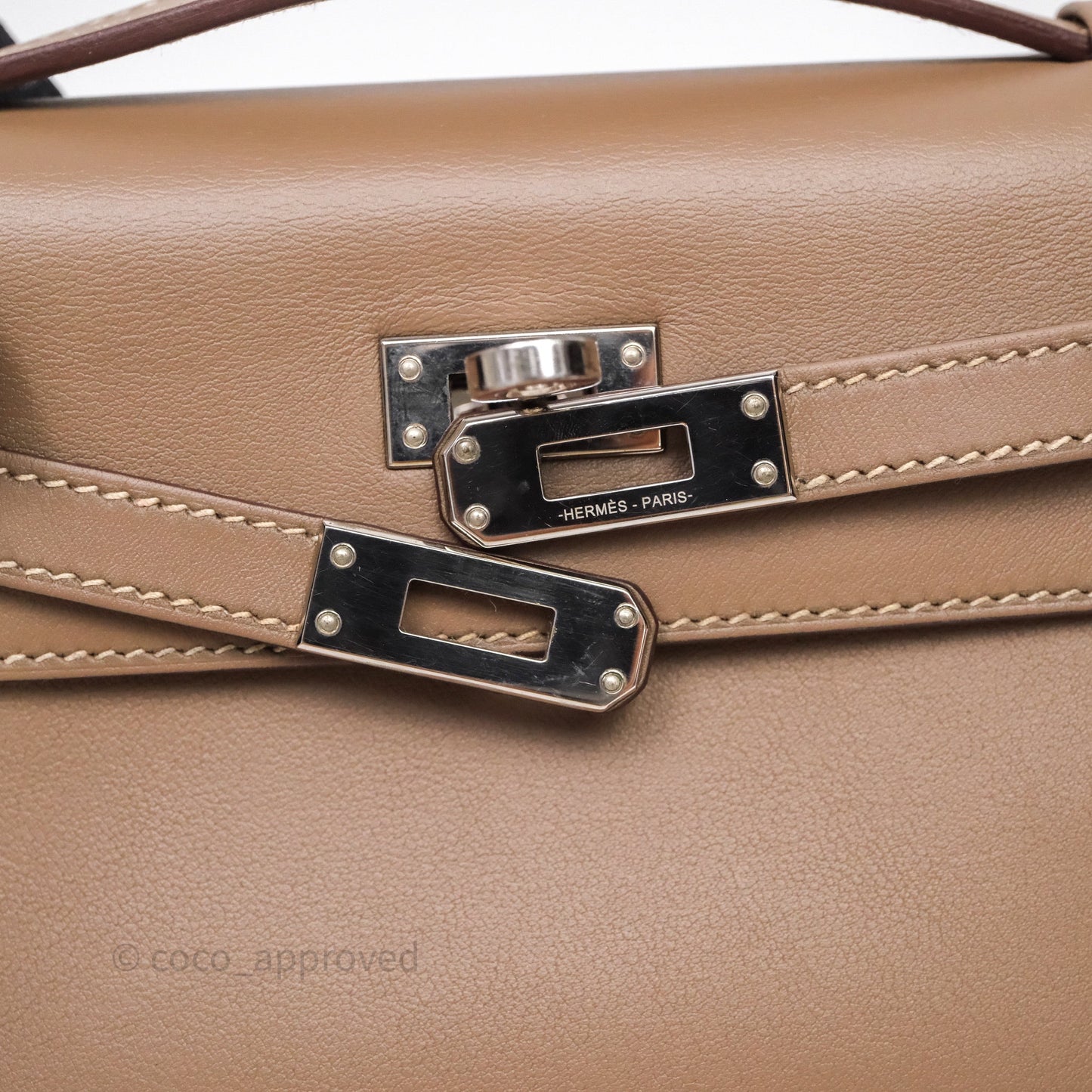 Hermès Kelly Pochette Clutch Etoupe 18 Swift Palladium Hardware