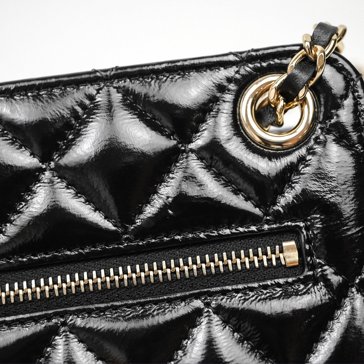 Chanel Quilted Clutch With Chain Black Gold Hardware