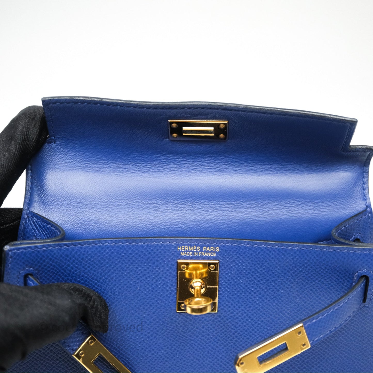 Hermes Mini Kelly Electric Blue Espom Gold Hardware