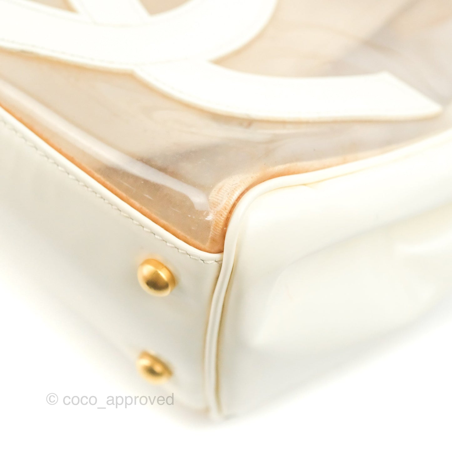 Chanel Vintage Clear Vinyl Tote Bag White Patent