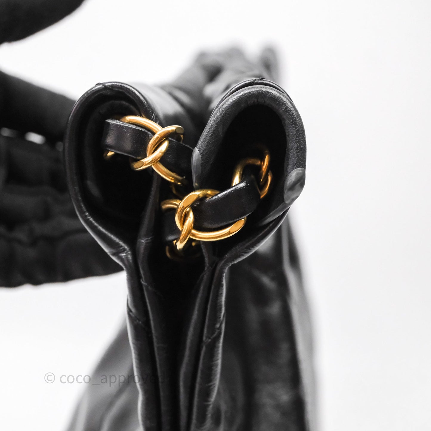 Chanel 22 Bag Small Black Shiny Calfskin Aged Gold Hardware