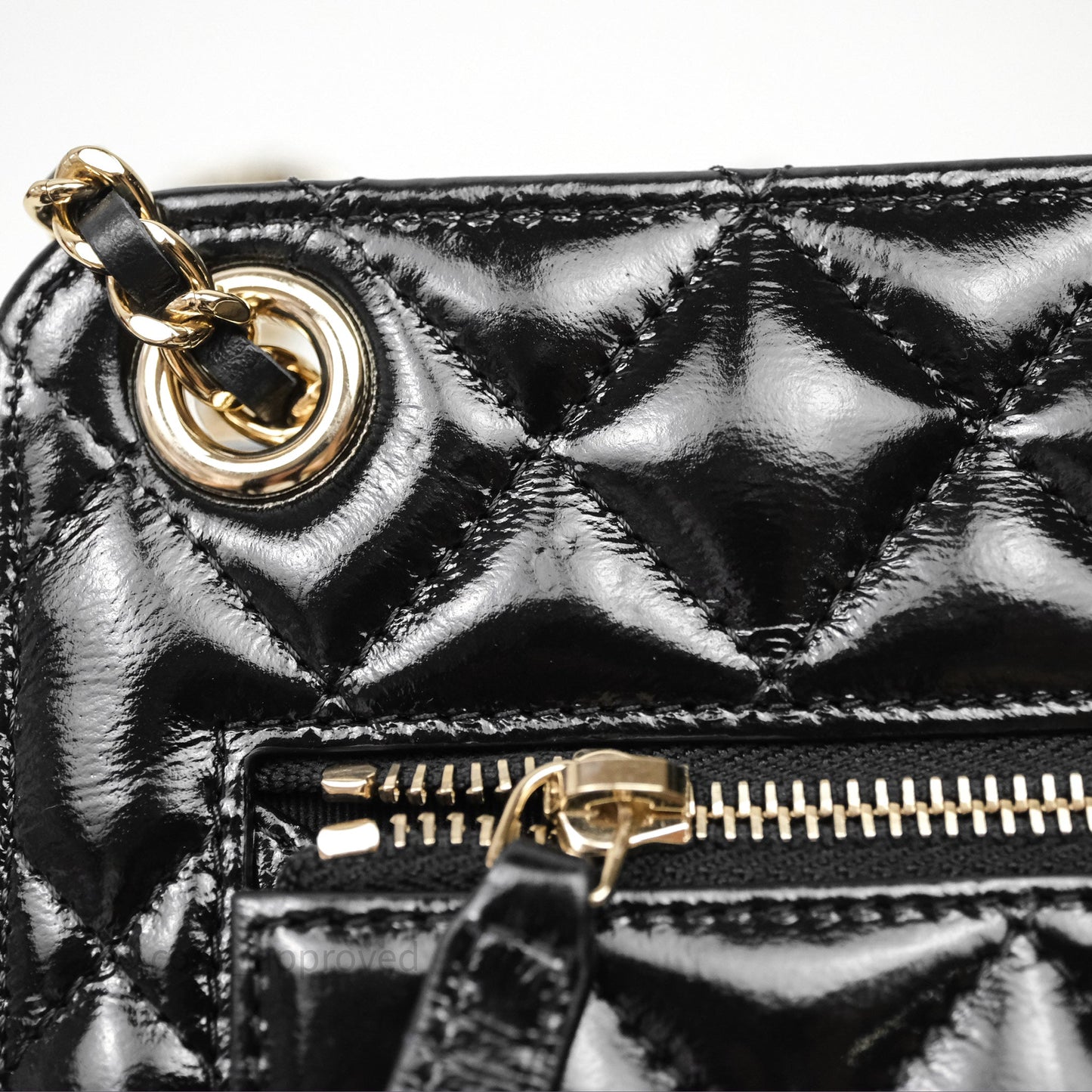 Chanel Quilted Clutch With Chain Black Gold Hardware