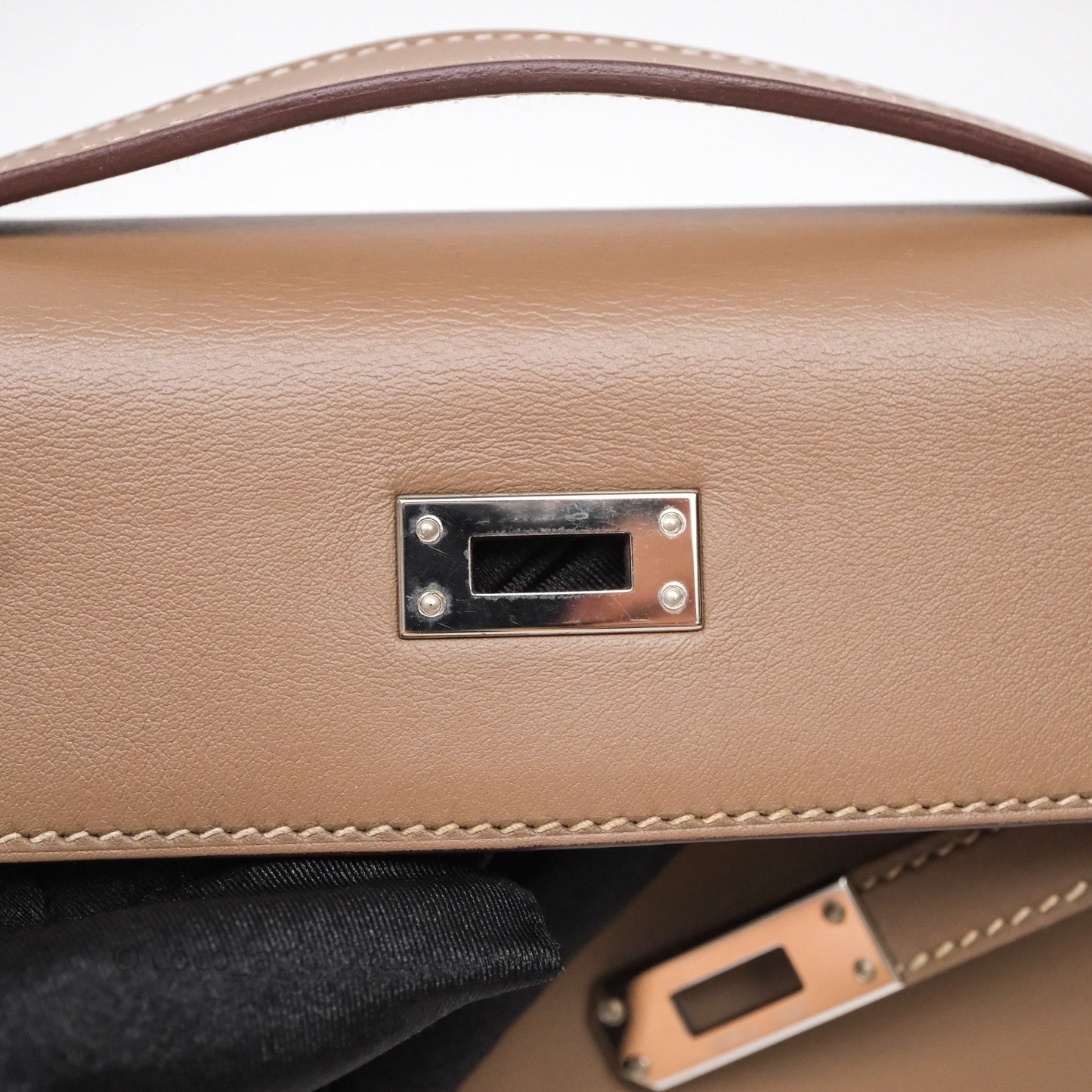 Hermès Kelly Pochette Clutch Etoupe 18 Swift Palladium Hardware