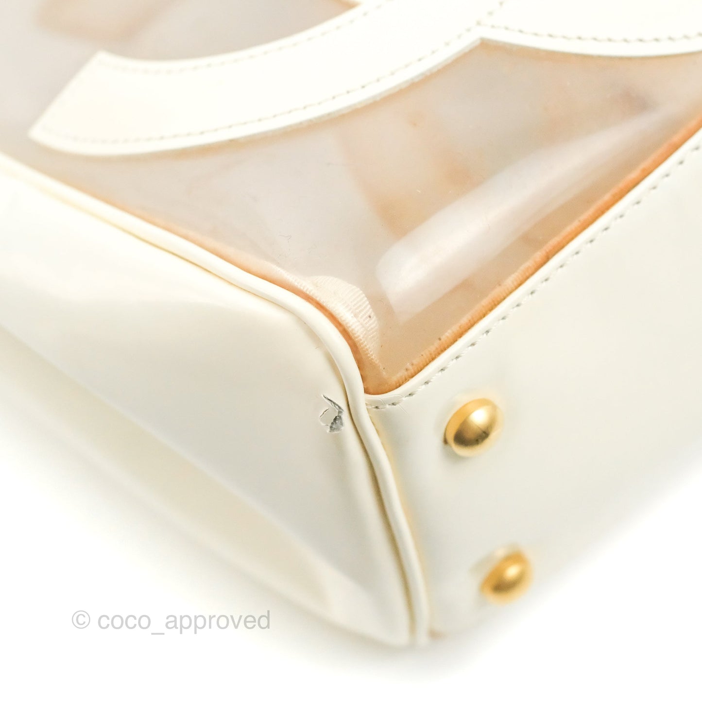 Chanel Vintage Clear Vinyl Tote Bag White Patent