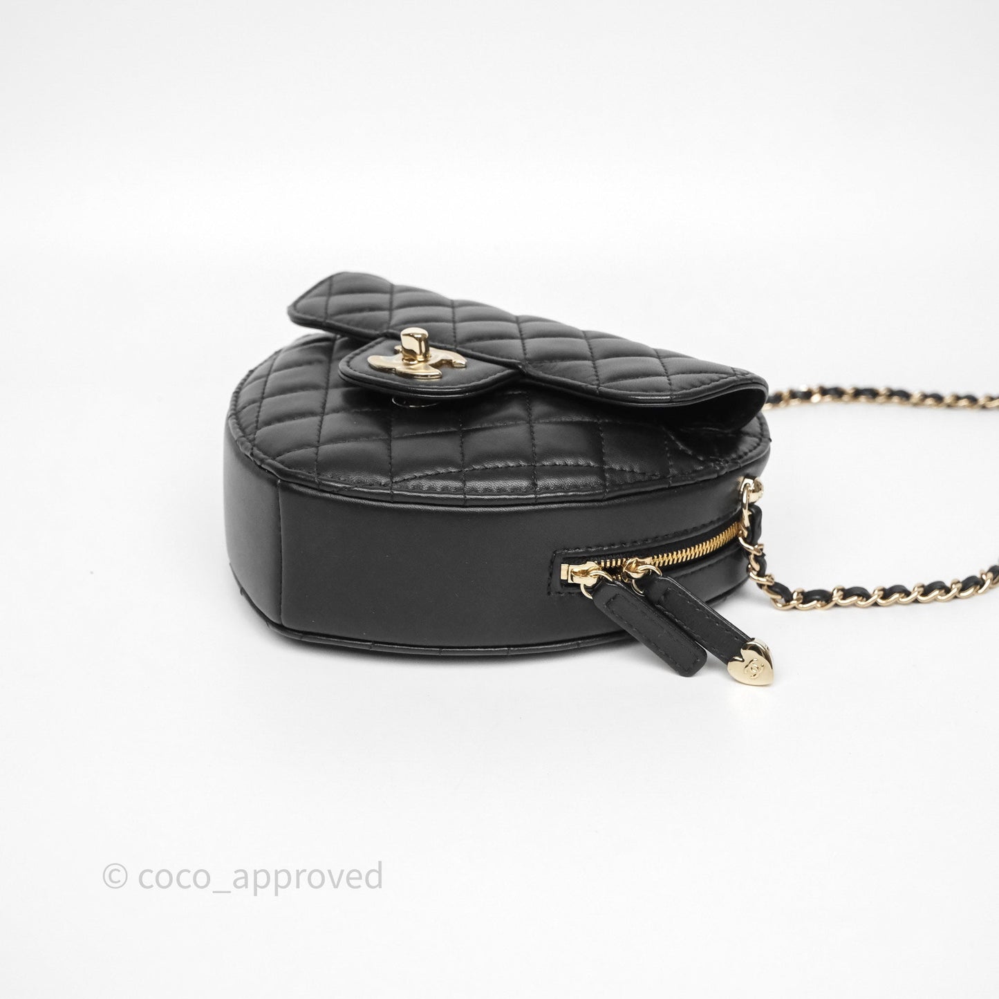 Chanel Large Heart Bag Black Lambskin Gold Hardware 22S