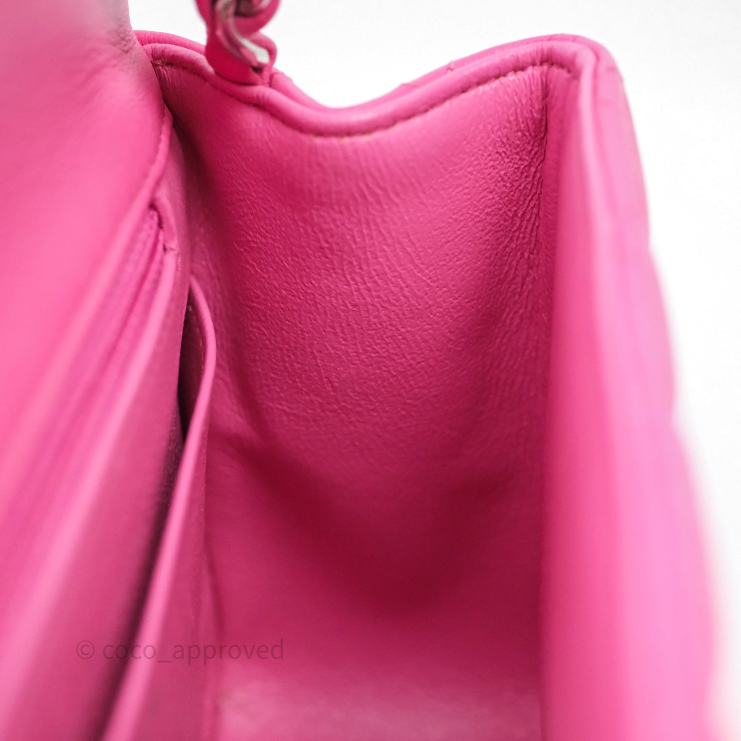 Chanel Mini Square Flap Quilted Pink Lambskin Silver Hardware