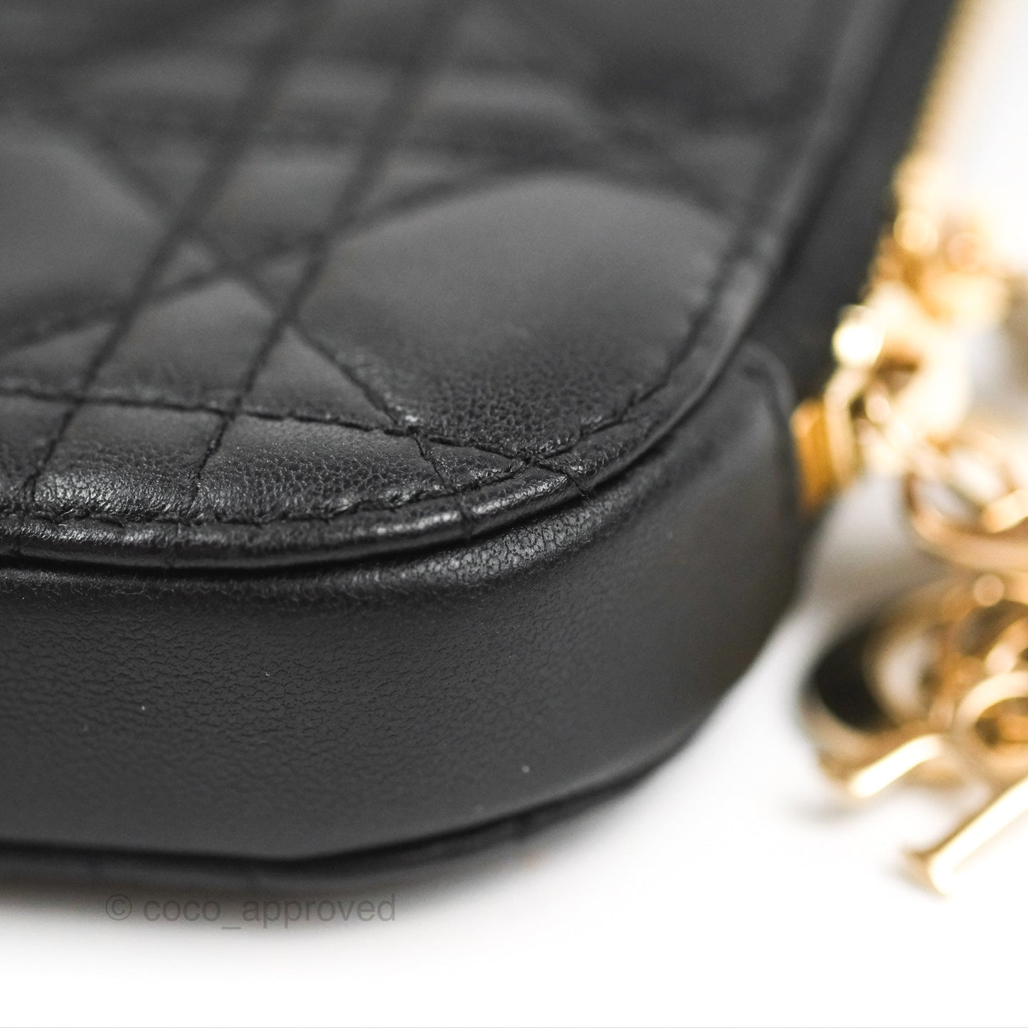 Christian Dior Lady Dior Phone Holder Black Cannage Lambskin