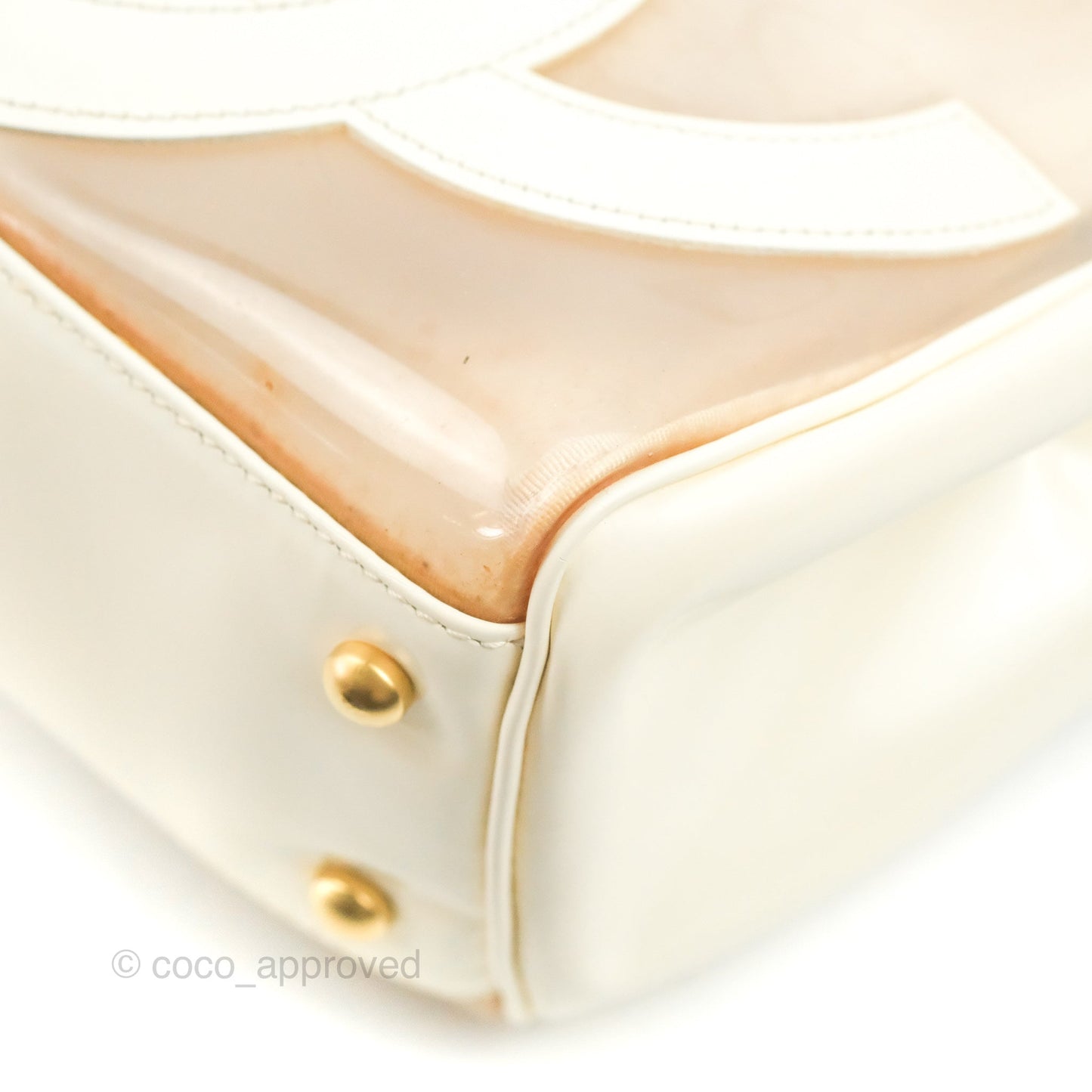 Chanel Vintage Clear Vinyl Tote Bag White Patent