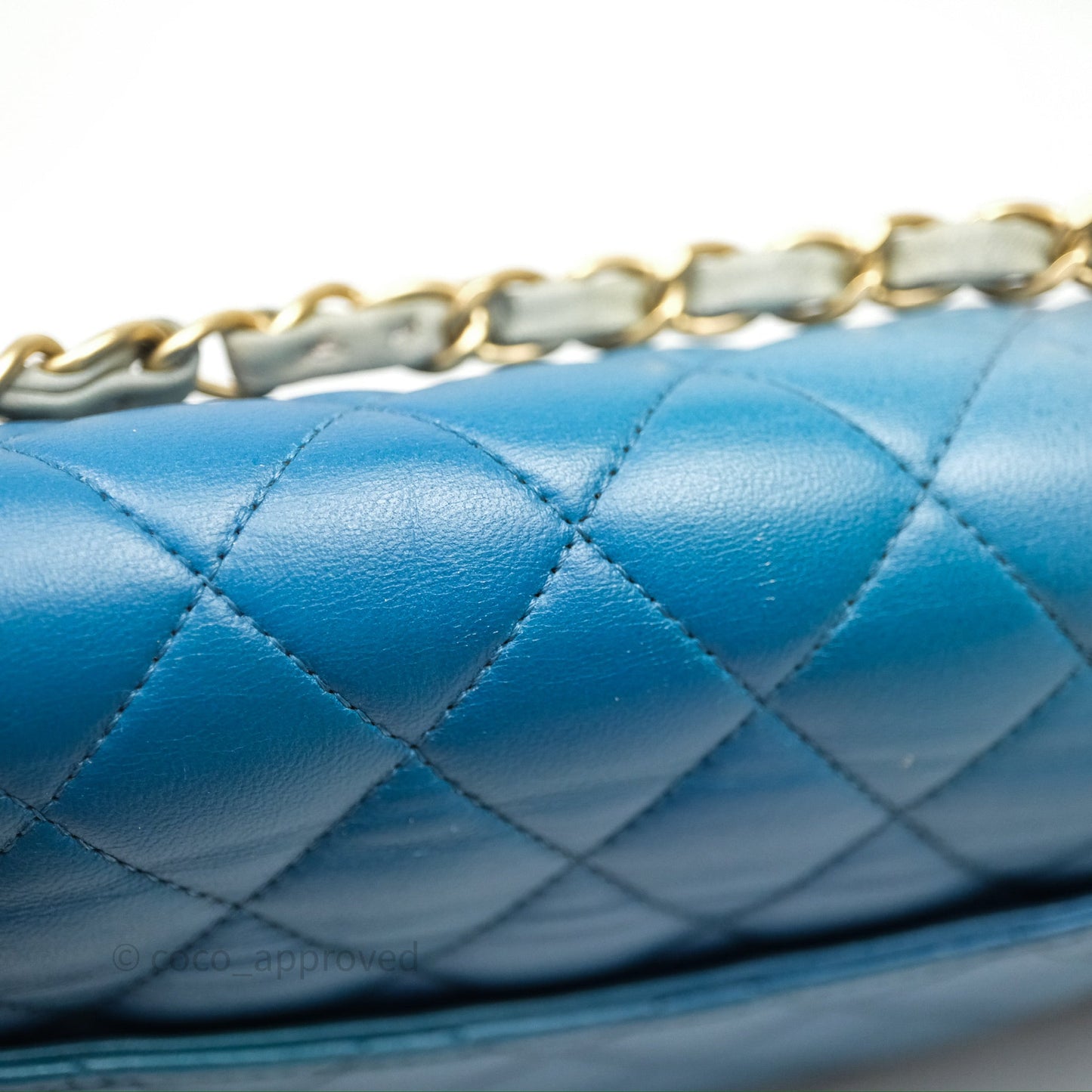 Chanel Classic M/L Medium Flap Quilted Ombre Blue Lambskin Gold Hardware