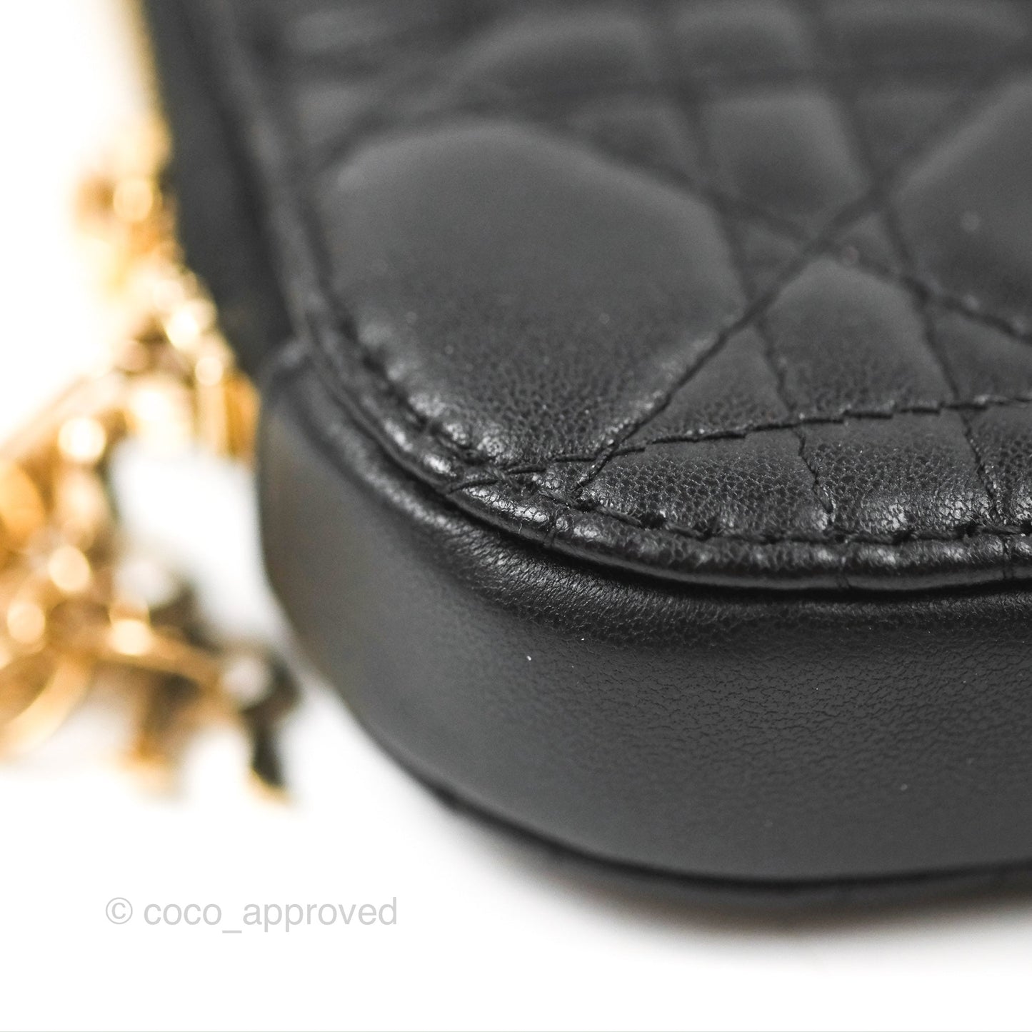 Christian Dior Lady Dior Phone Holder Black Cannage Lambskin