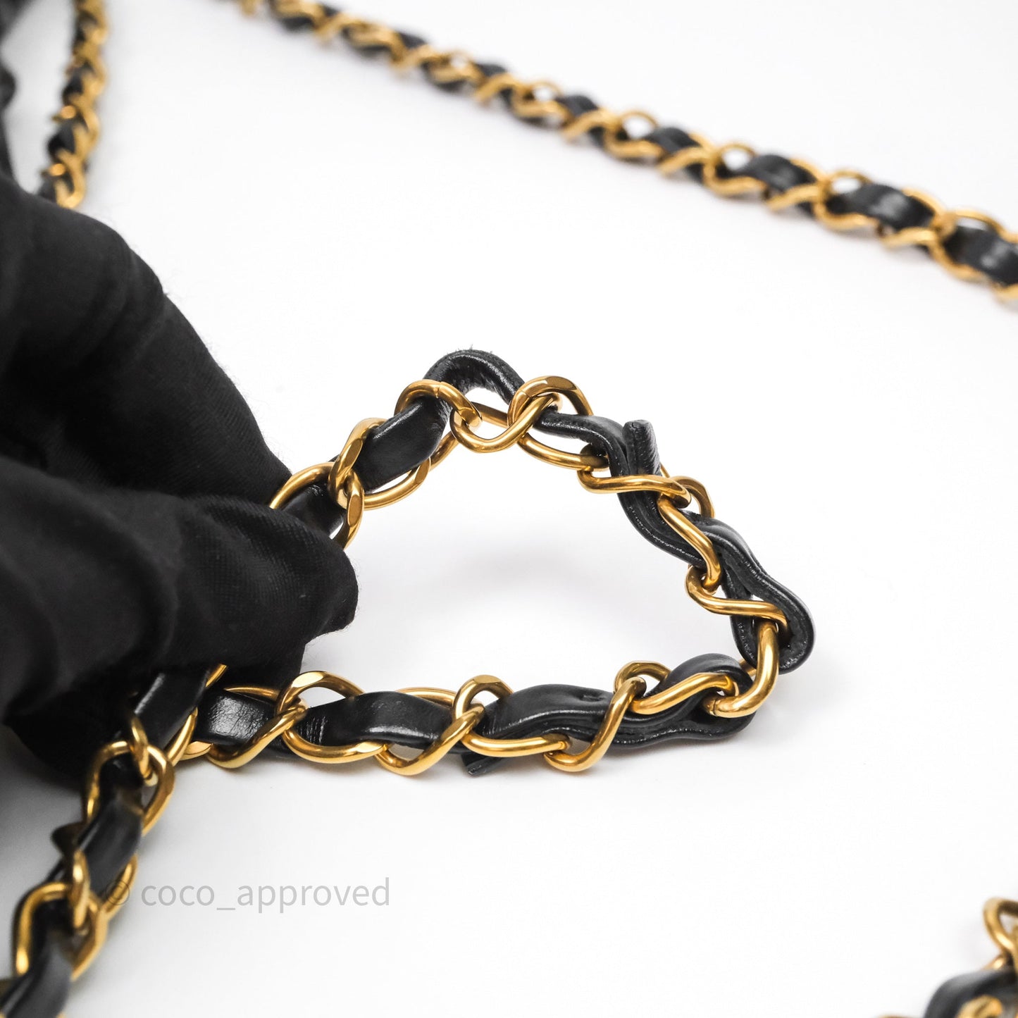 Chanel 22 Bag Small Black Shiny Calfskin Aged Gold Hardware
