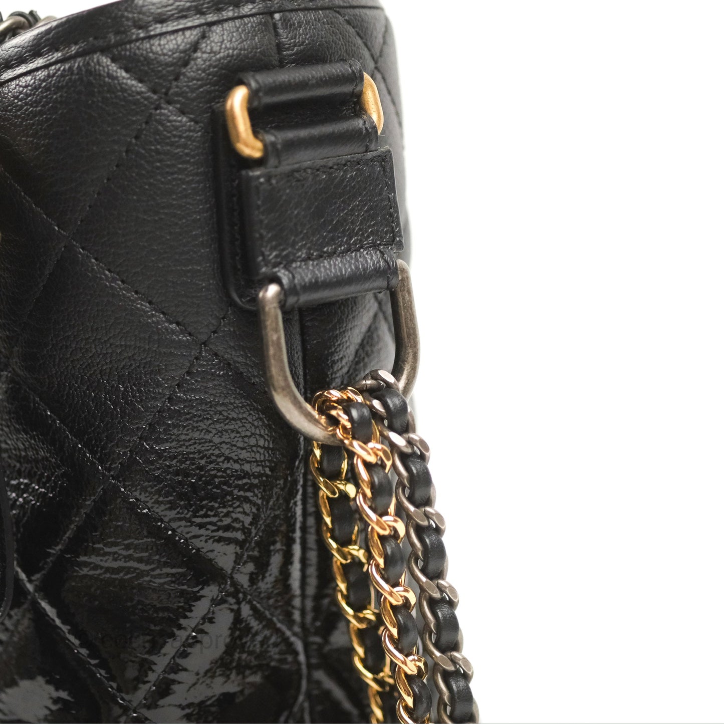 Chanel Large Gabrielle Hobo Black Patent Goatskin Mixed Hardware 18S