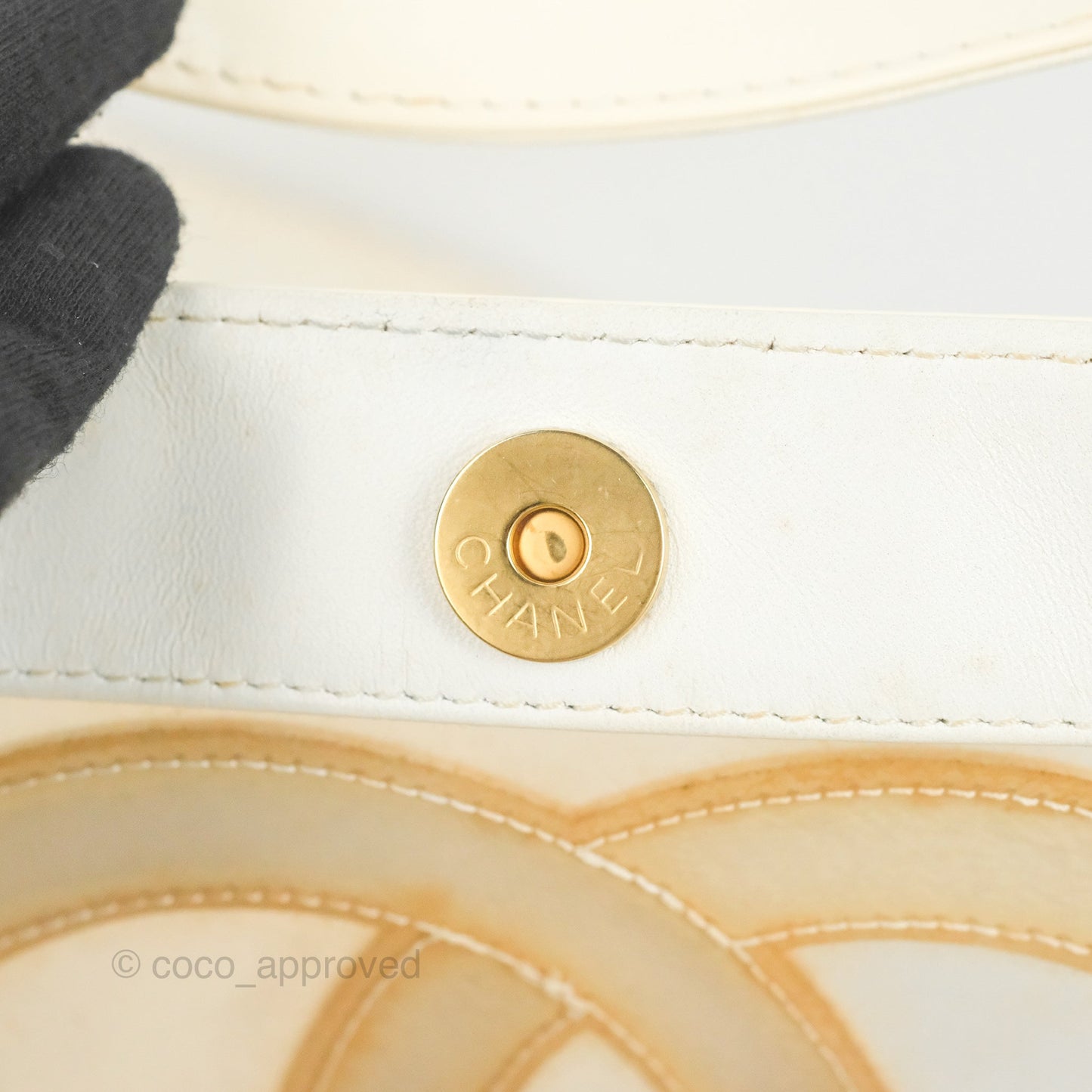 Chanel Vintage Clear Vinyl Tote Bag White Patent