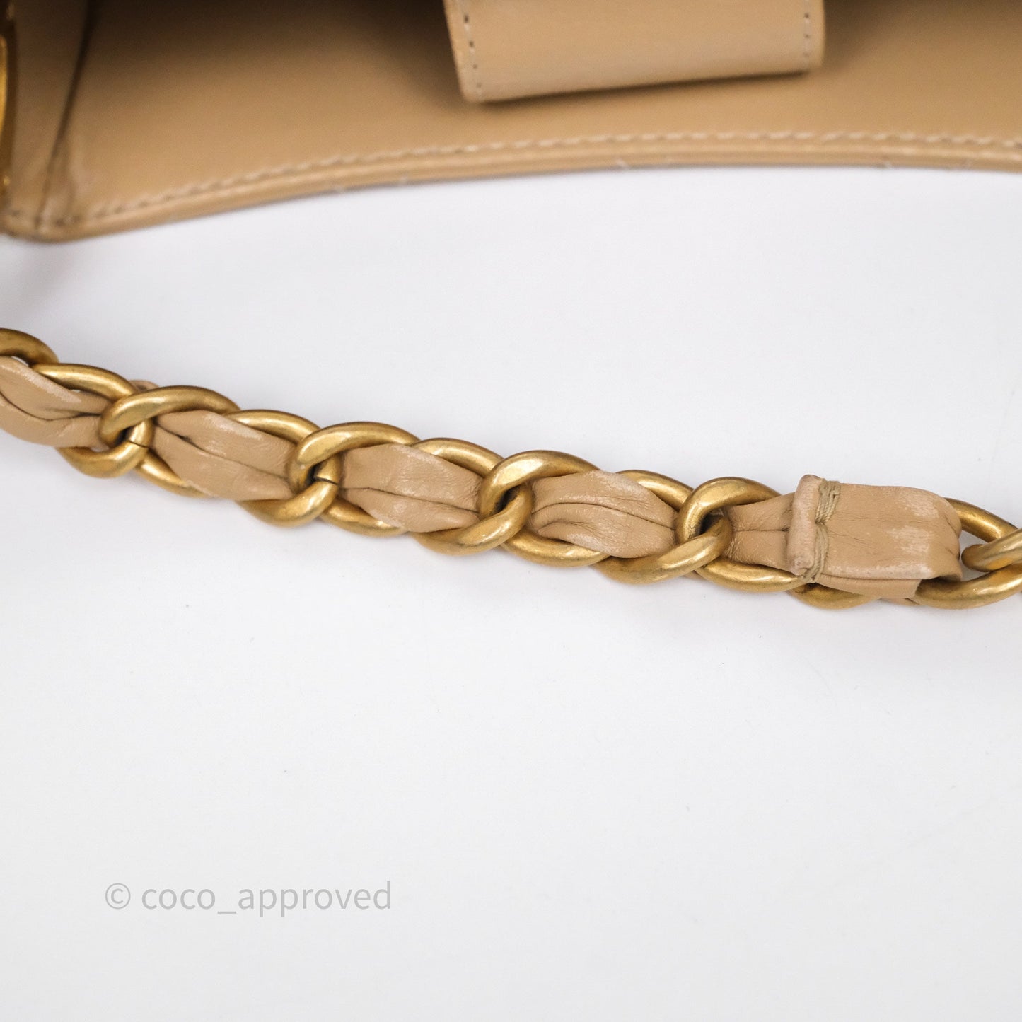 Chanel Quilted Hobo Tote Bag Beige Aged Gold Hardware