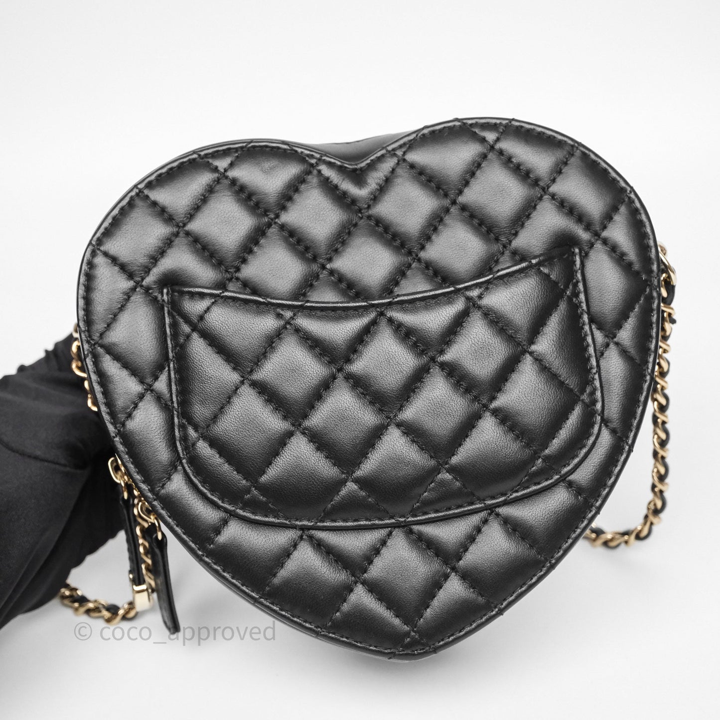 Chanel Large Heart Bag Black Lambskin Gold Hardware 22S