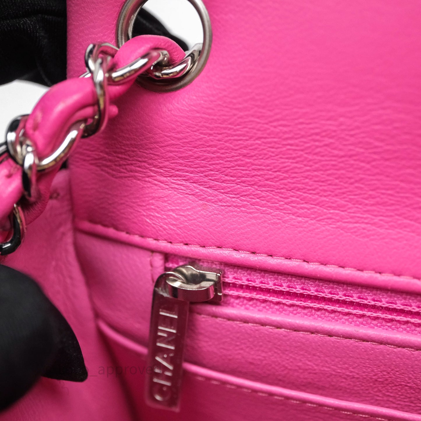 Chanel Mini Square Flap Quilted Pink Lambskin Silver Hardware