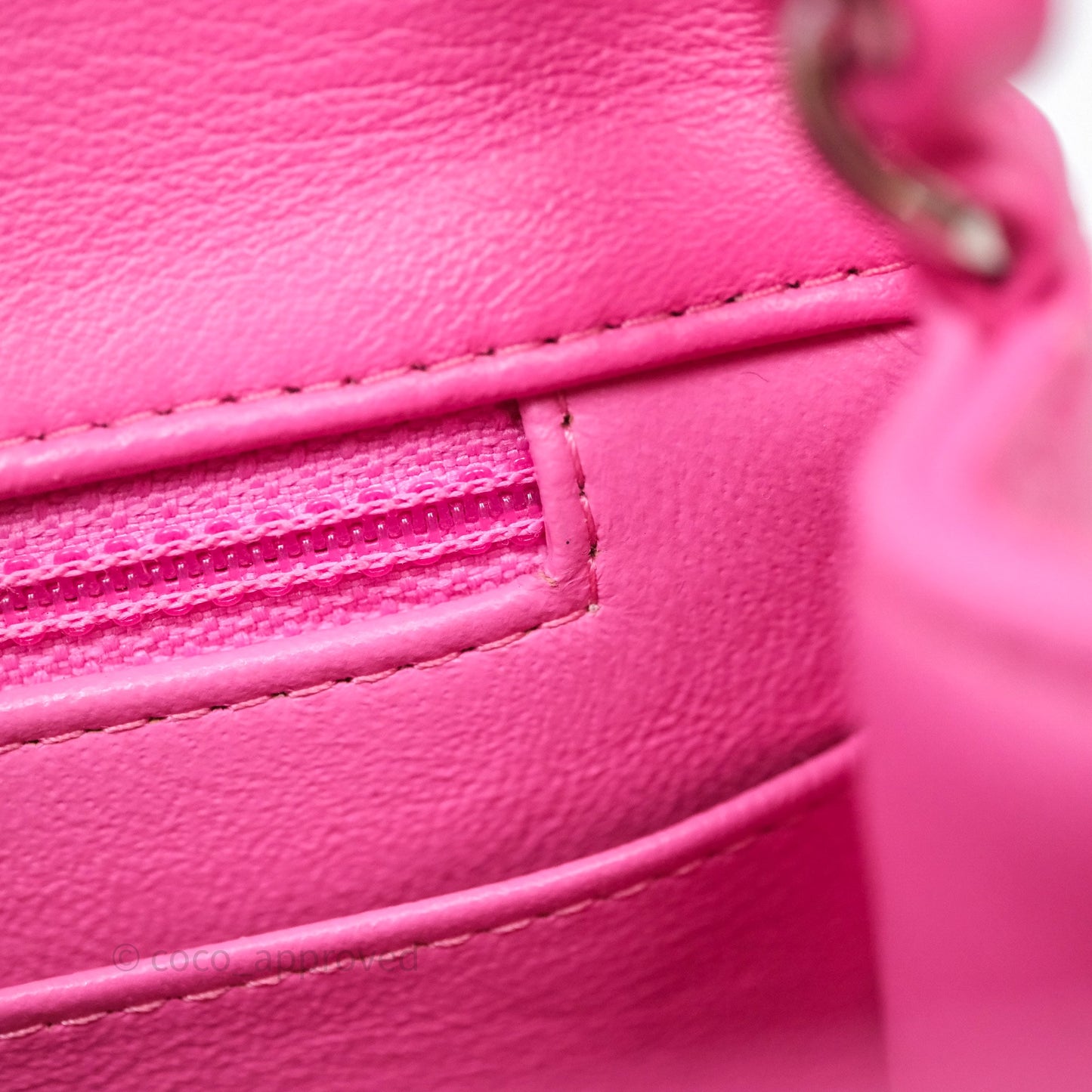 Chanel Mini Square Flap Quilted Pink Lambskin Silver Hardware