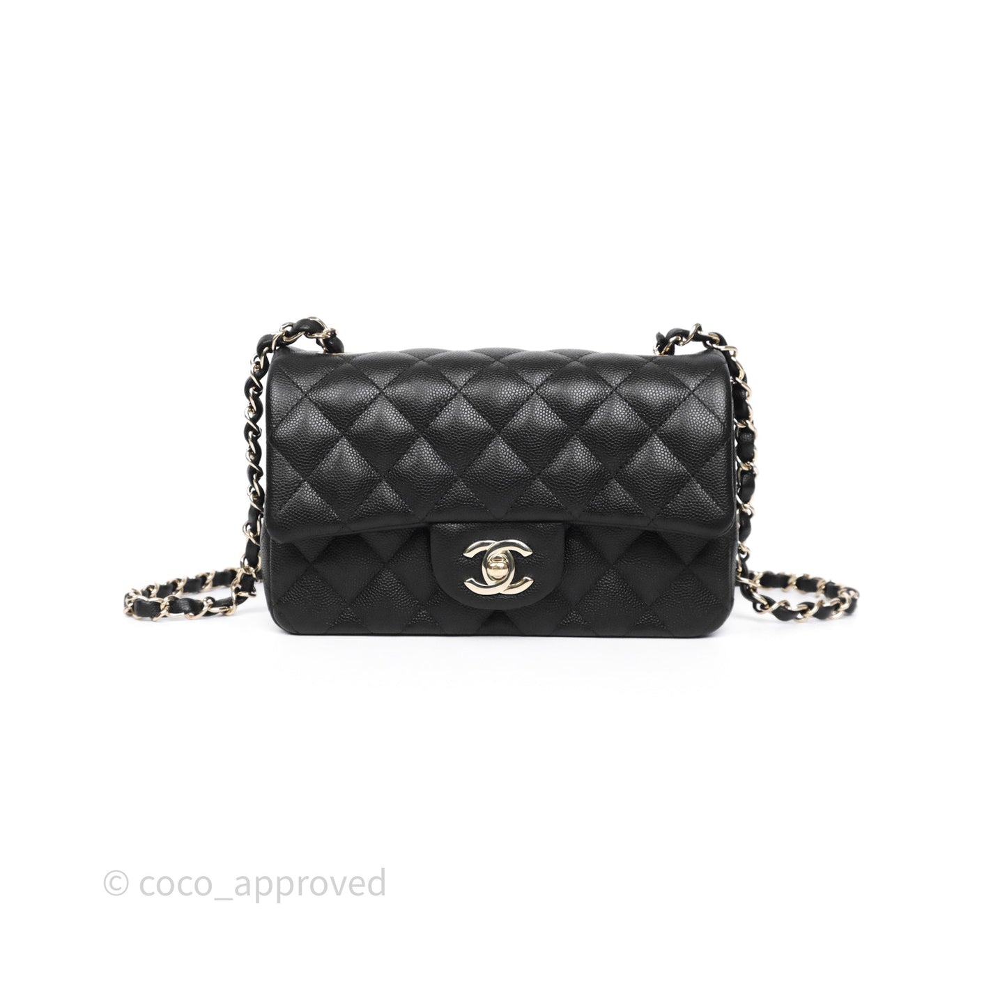 Chanel Quilted Mini Rectangular Black Caviar Gold Hardware
