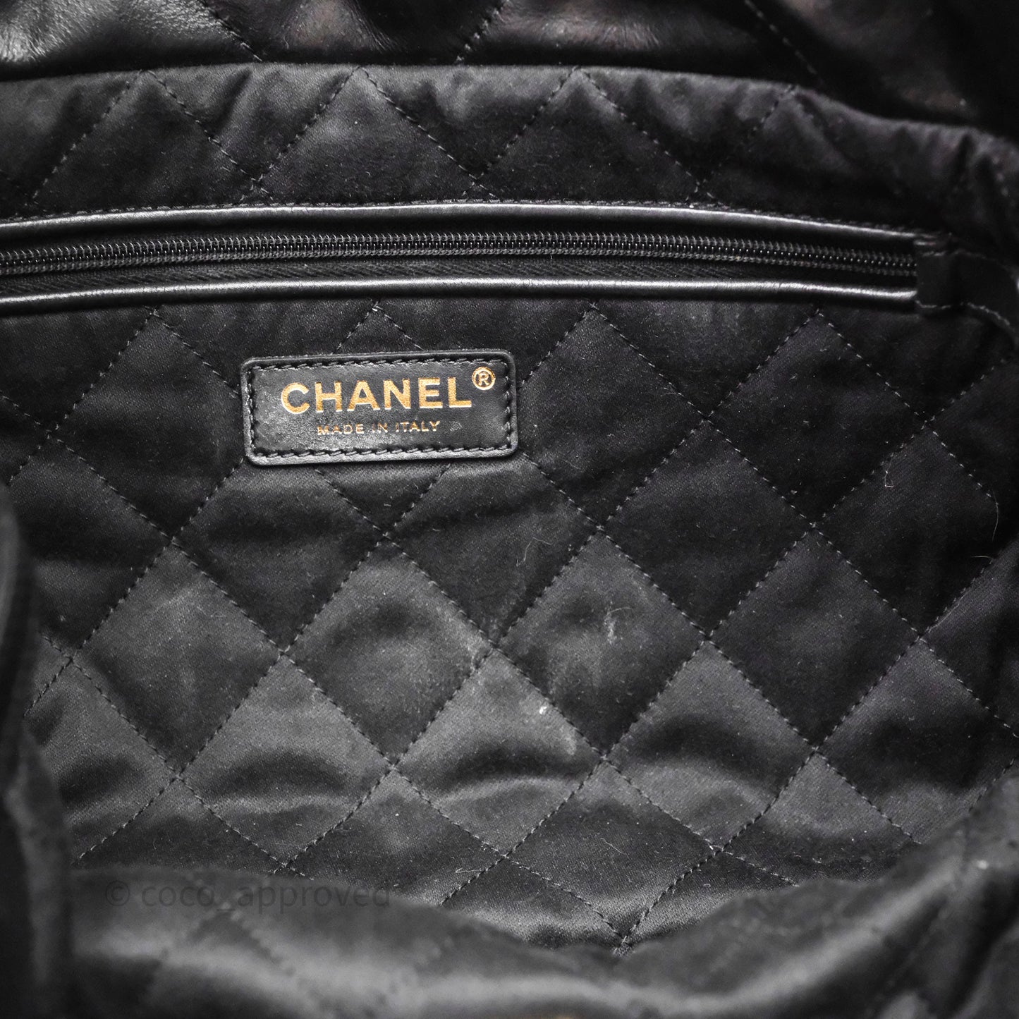 Chanel 22 Bag Small Black Shiny Calfskin Aged Gold Hardware