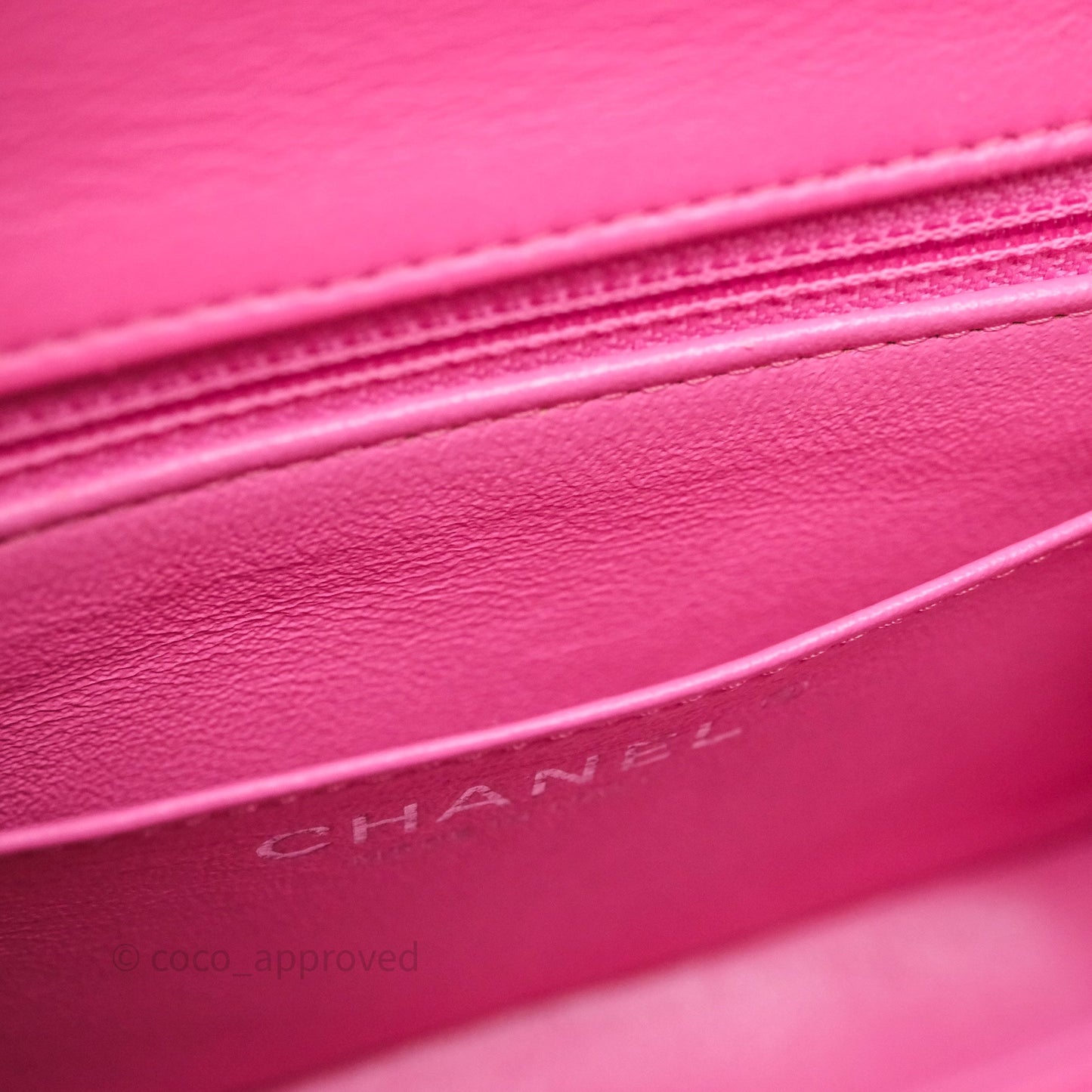 Chanel Mini Square Flap Quilted Pink Lambskin Silver Hardware