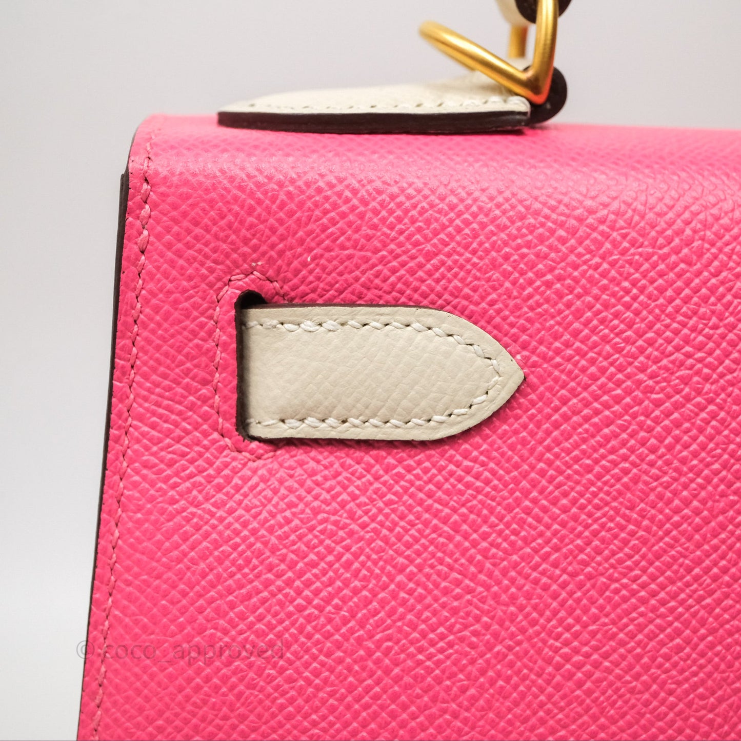 Hermes Kelly 28 Rose Lipstick U5/Craie 10 Epsom Gold Hardware
