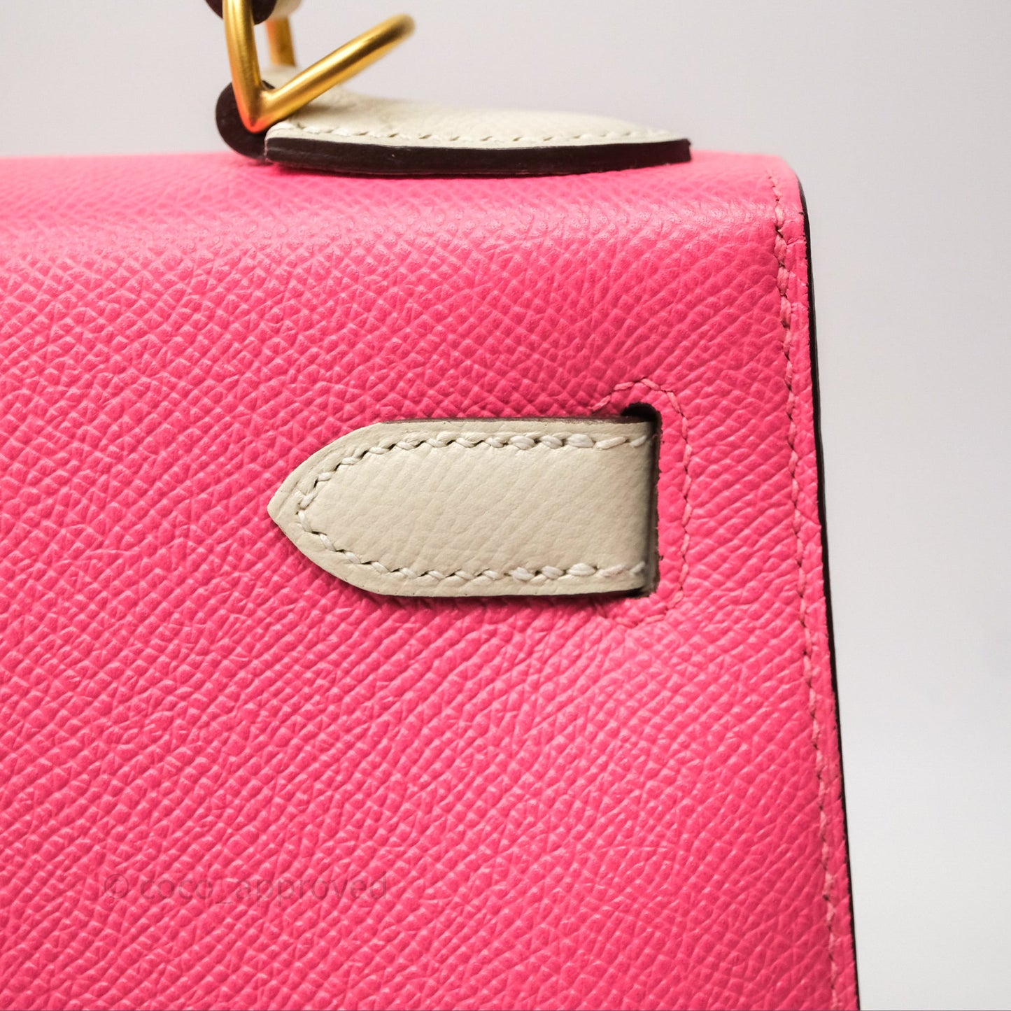 Hermes Kelly 28 Rose Lipstick U5/Craie 10 Epsom Gold Hardware